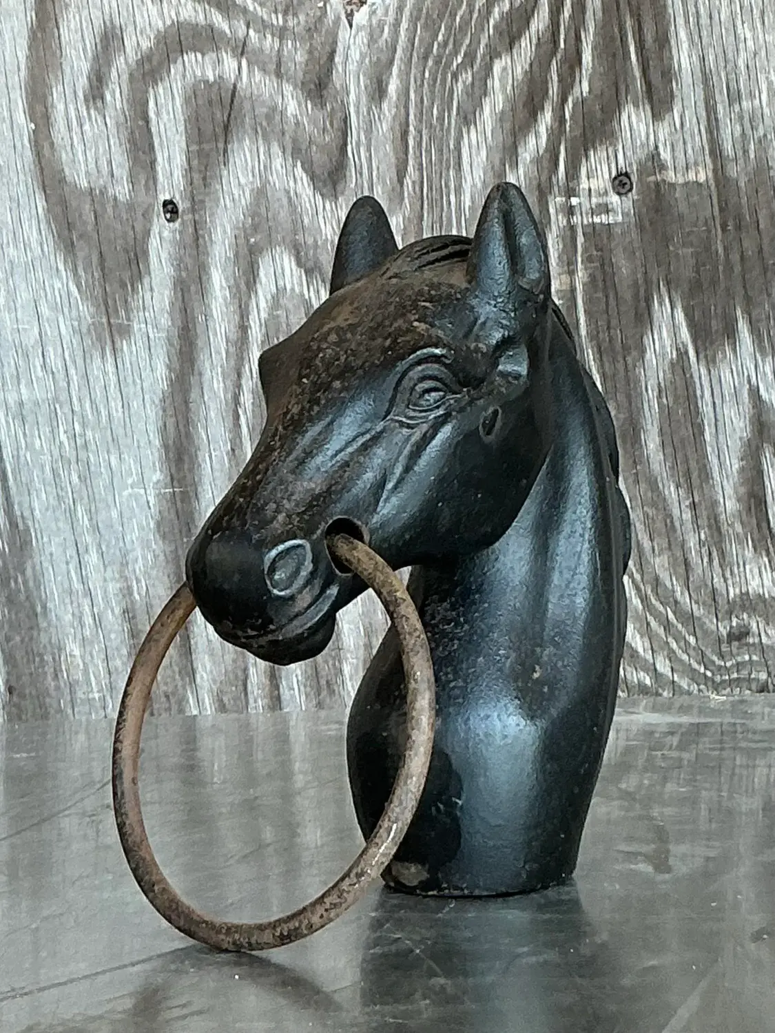 Early 20th Century Vintage Boho Wrought Iron Hitching Post Head - Top view