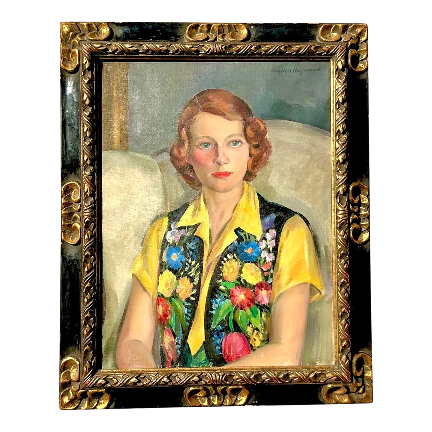 Early 20th Century Vintage Regency Original Oil Portrait on Canvas
