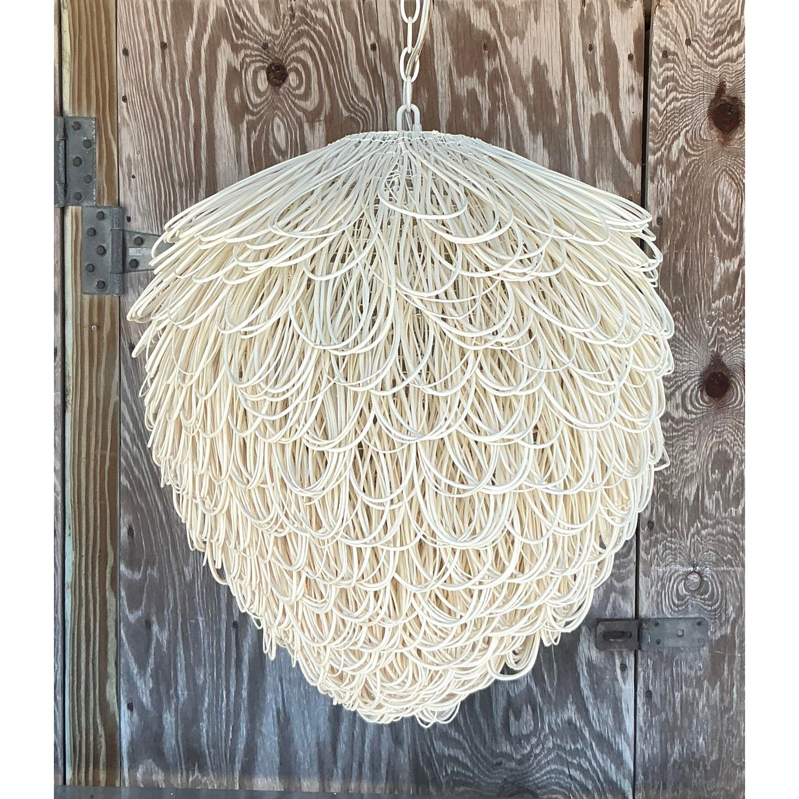 Early 21st Century Boho Finley Looped Rattan Chandelier After Arteriors - Back view