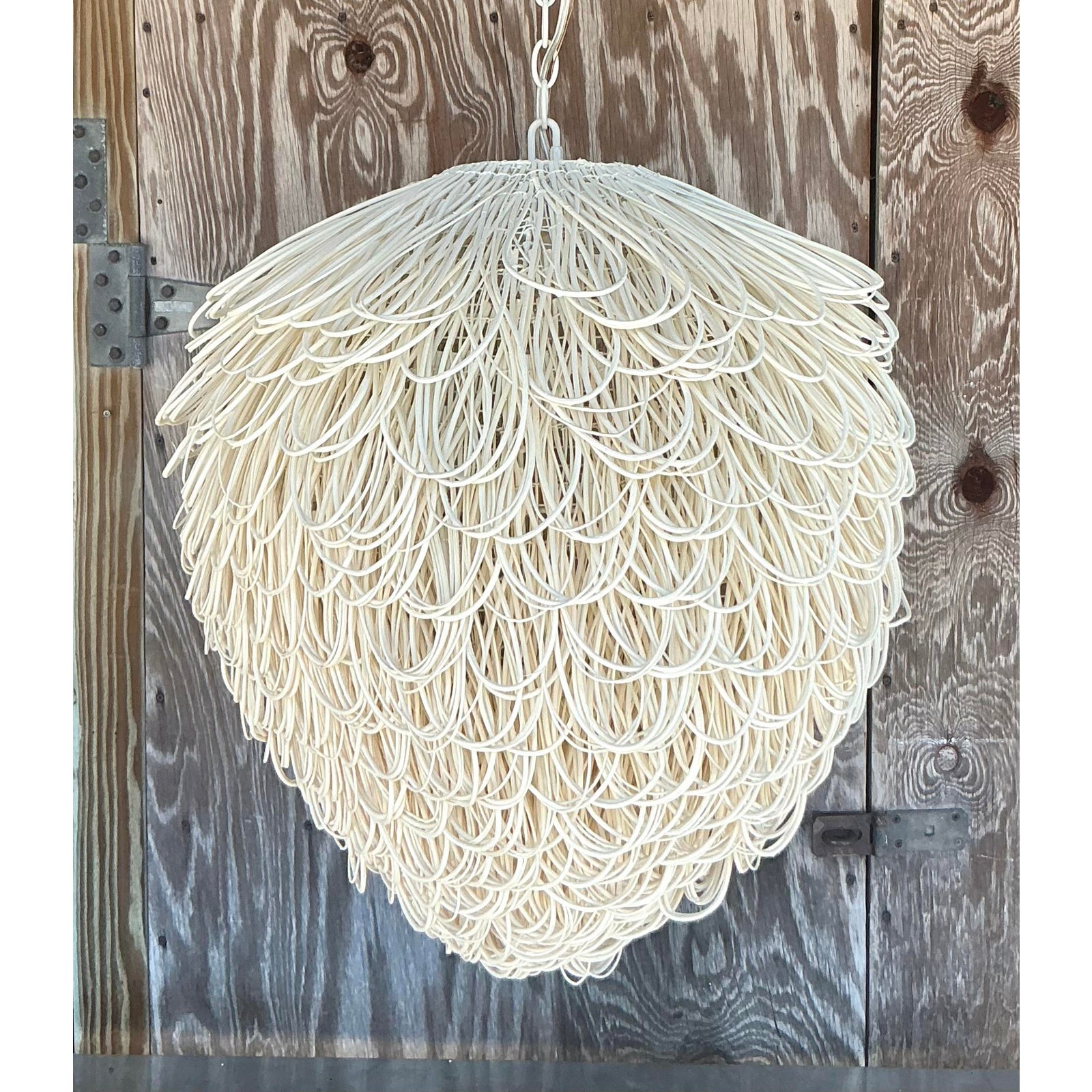 Early 21st Century Boho Finley Looped Rattan Chandelier After Arteriors - Side view
