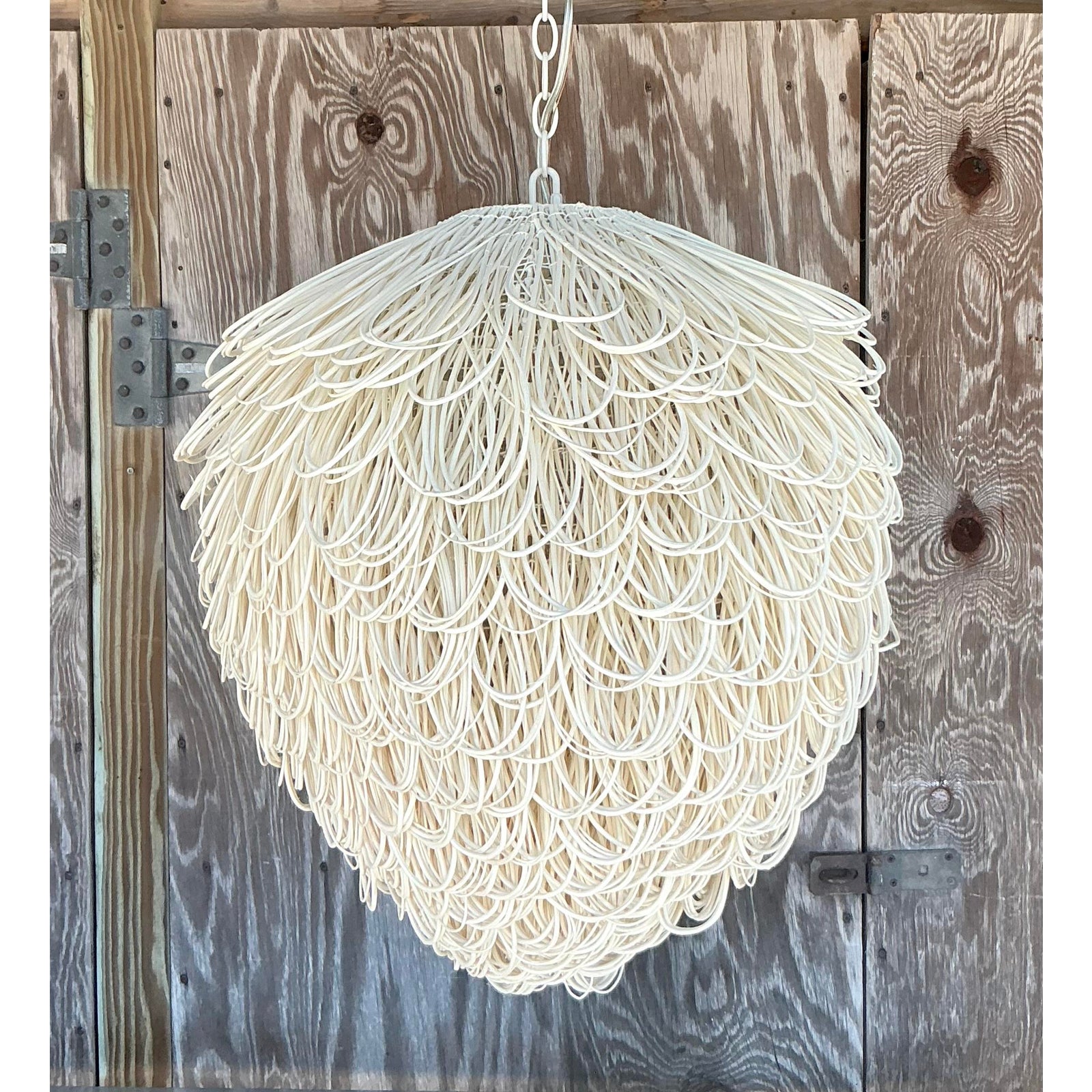 Early 21st Century Boho Finley Looped Rattan Chandelier After Arteriors - Top view