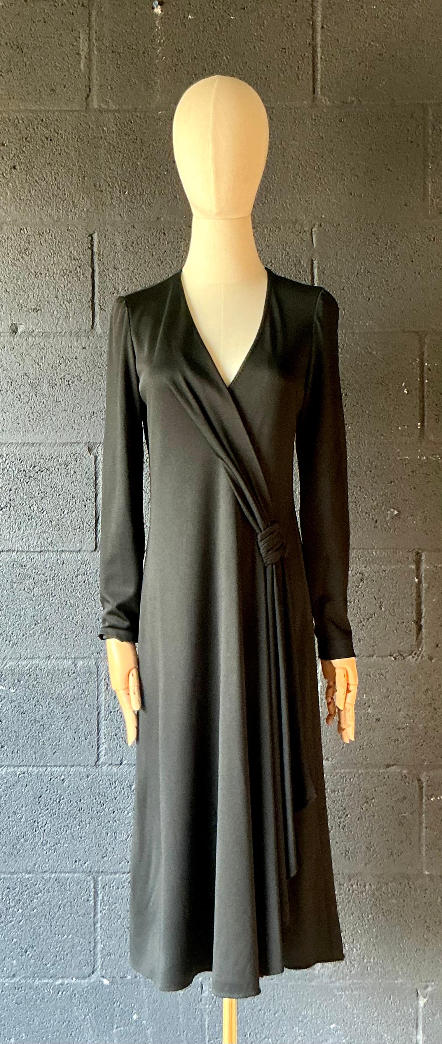Vintage Stephen Burrows Black Long Sleeve Maxi Dress - Detail view
