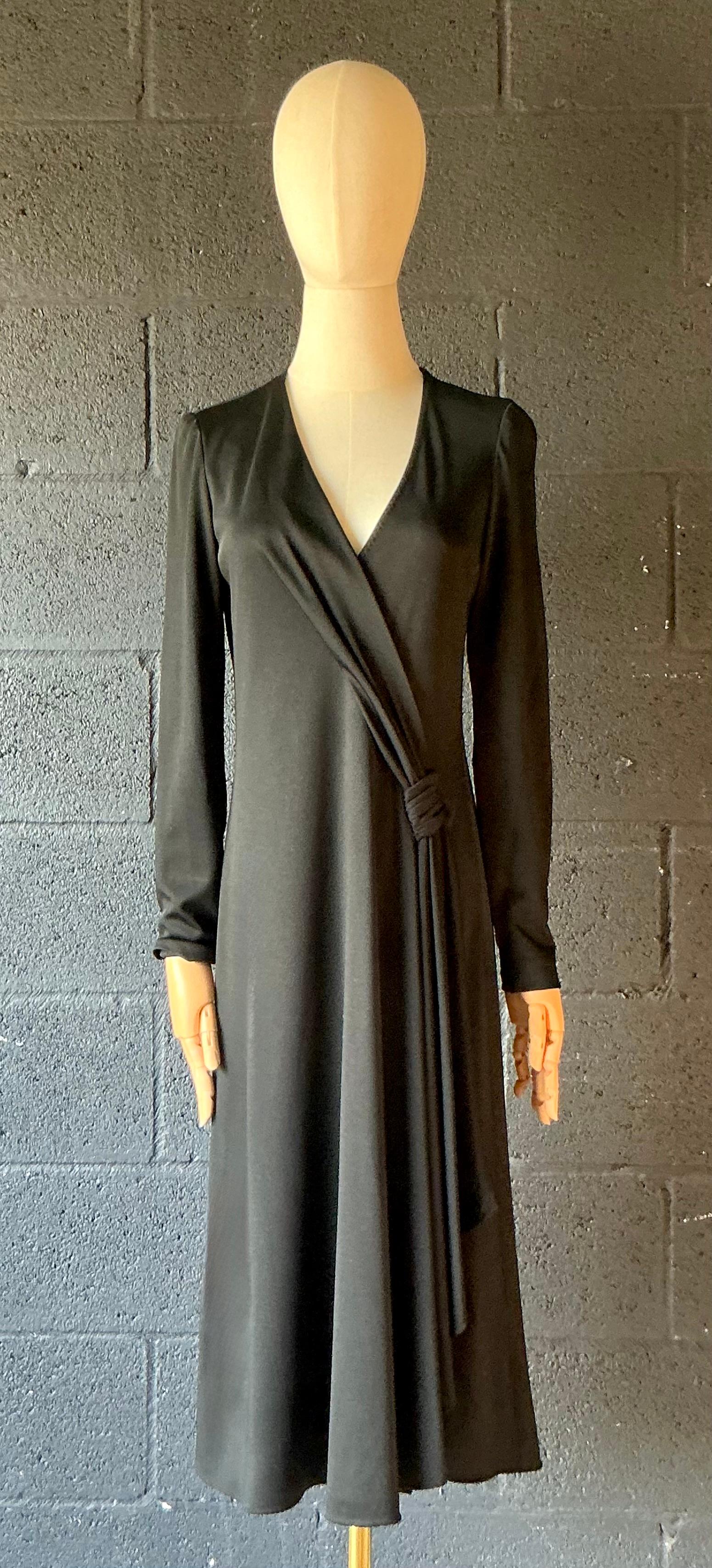 Vintage Stephen Burrows Black Long Sleeve Maxi Dress - Side view