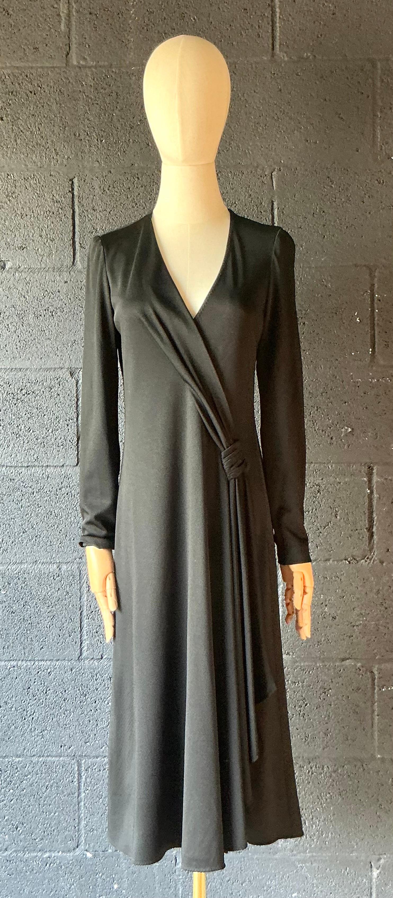 Vintage Stephen Burrows Black Long Sleeve Maxi Dress - Top view