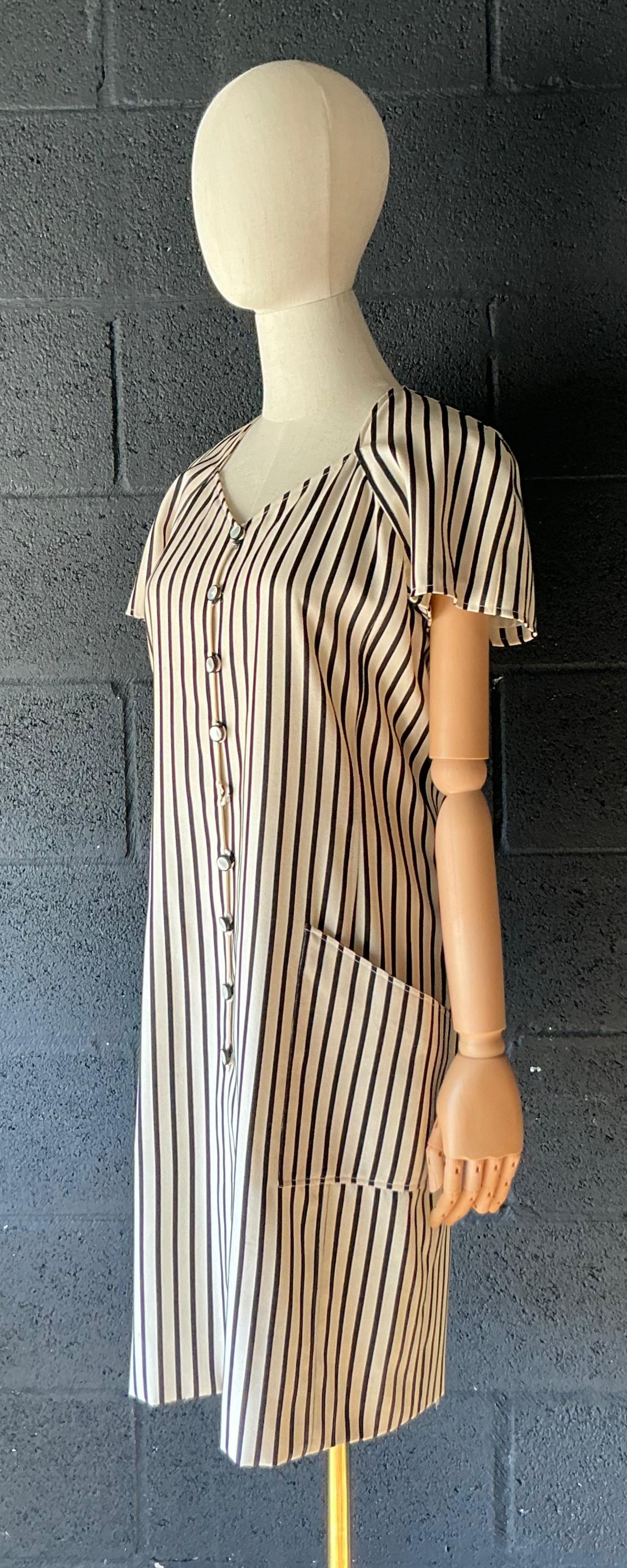 Vintage Emanuel Ungaro Black & White Stripe Dress - Back view