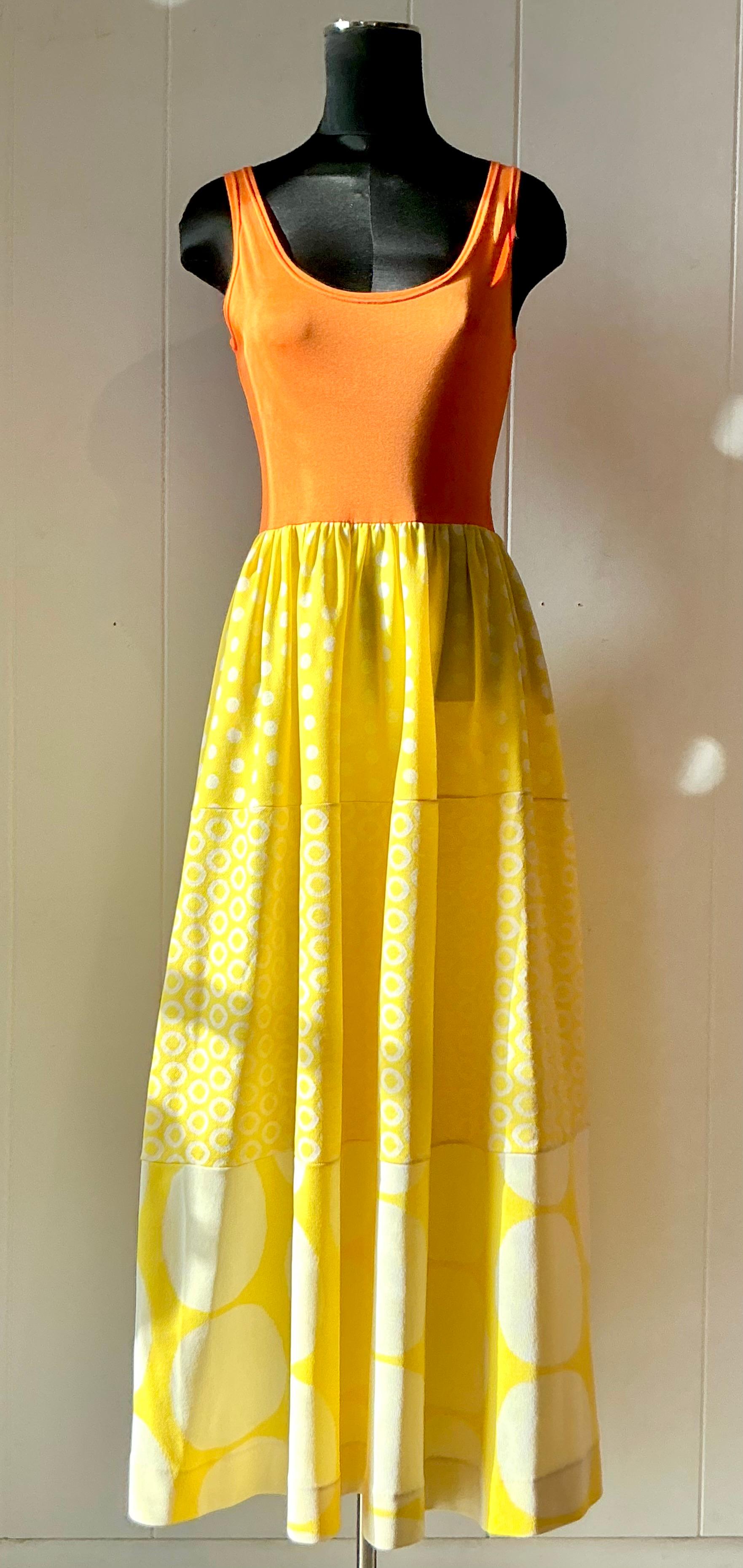 Vintage Boho Rudi Gernreich Orange & Yellow Dress - Side view