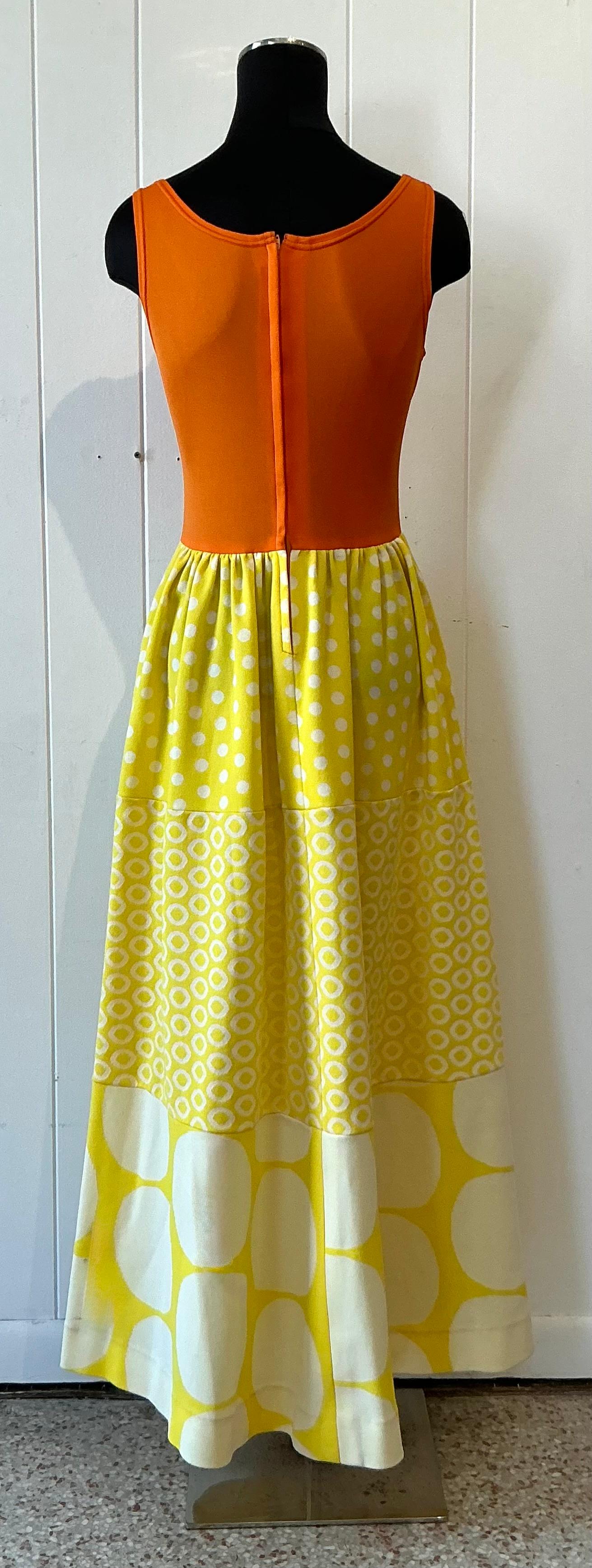 Vintage Boho Rudi Gernreich Orange & Yellow Dress - Top view