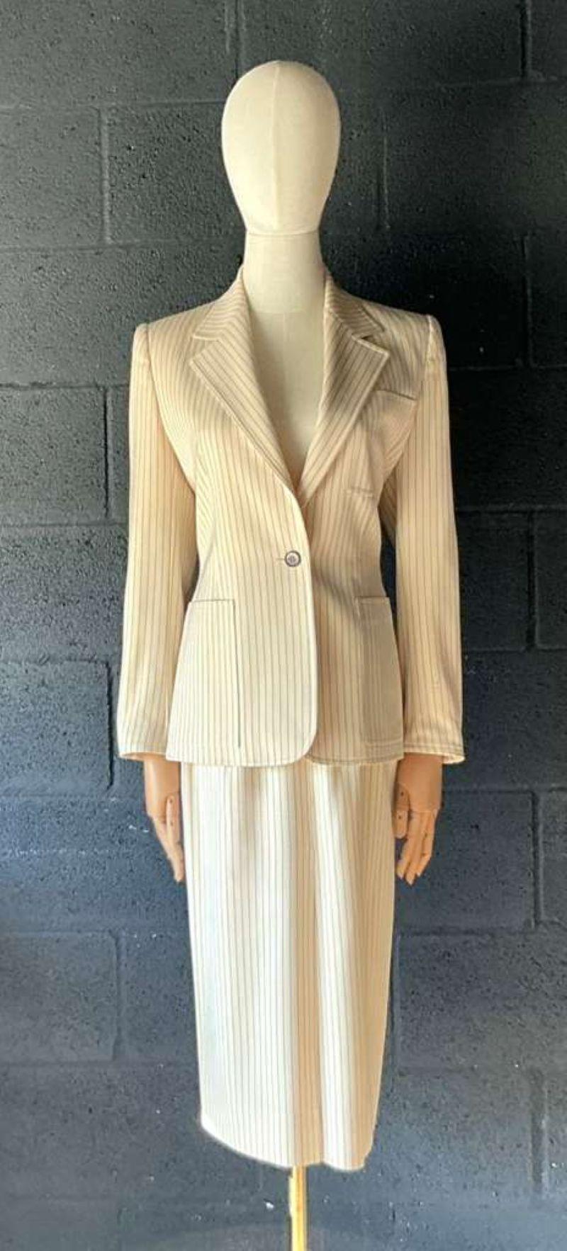Vintage Givenchy Pinstripe Blazer Set - Detail view