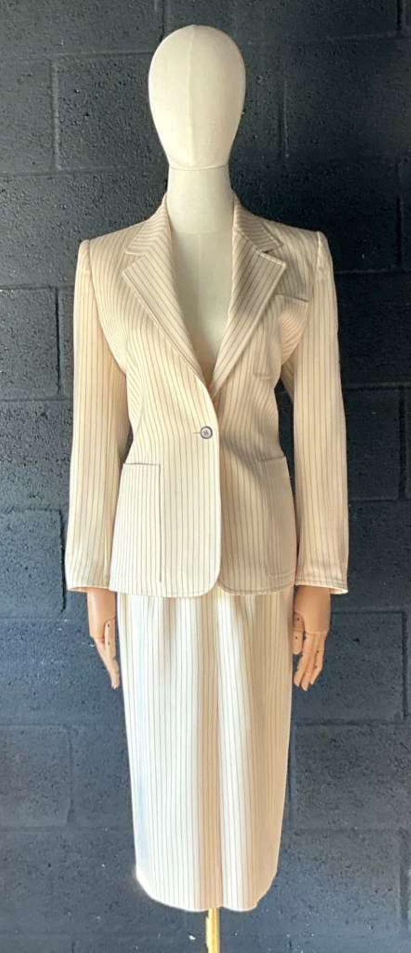 Vintage Givenchy Pinstripe Blazer Set - Back view