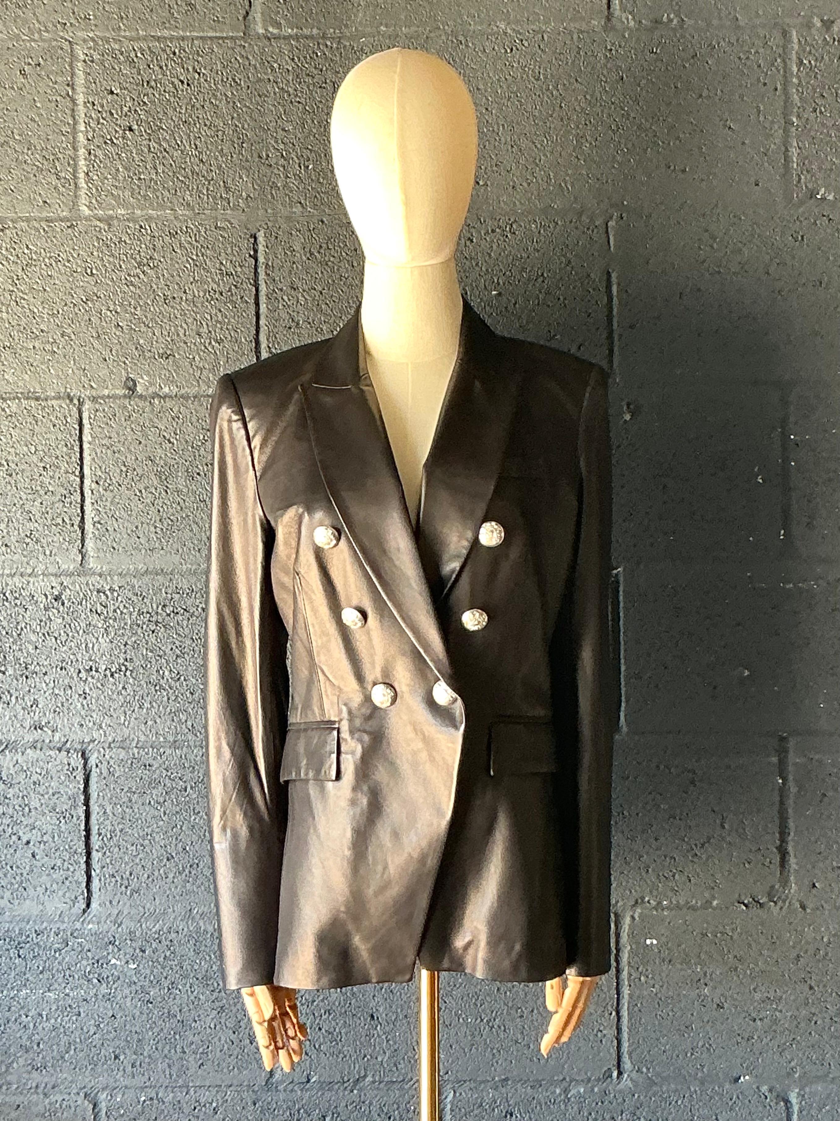 Vintage Veronica Beard Black Leather Jacket - Detail view
