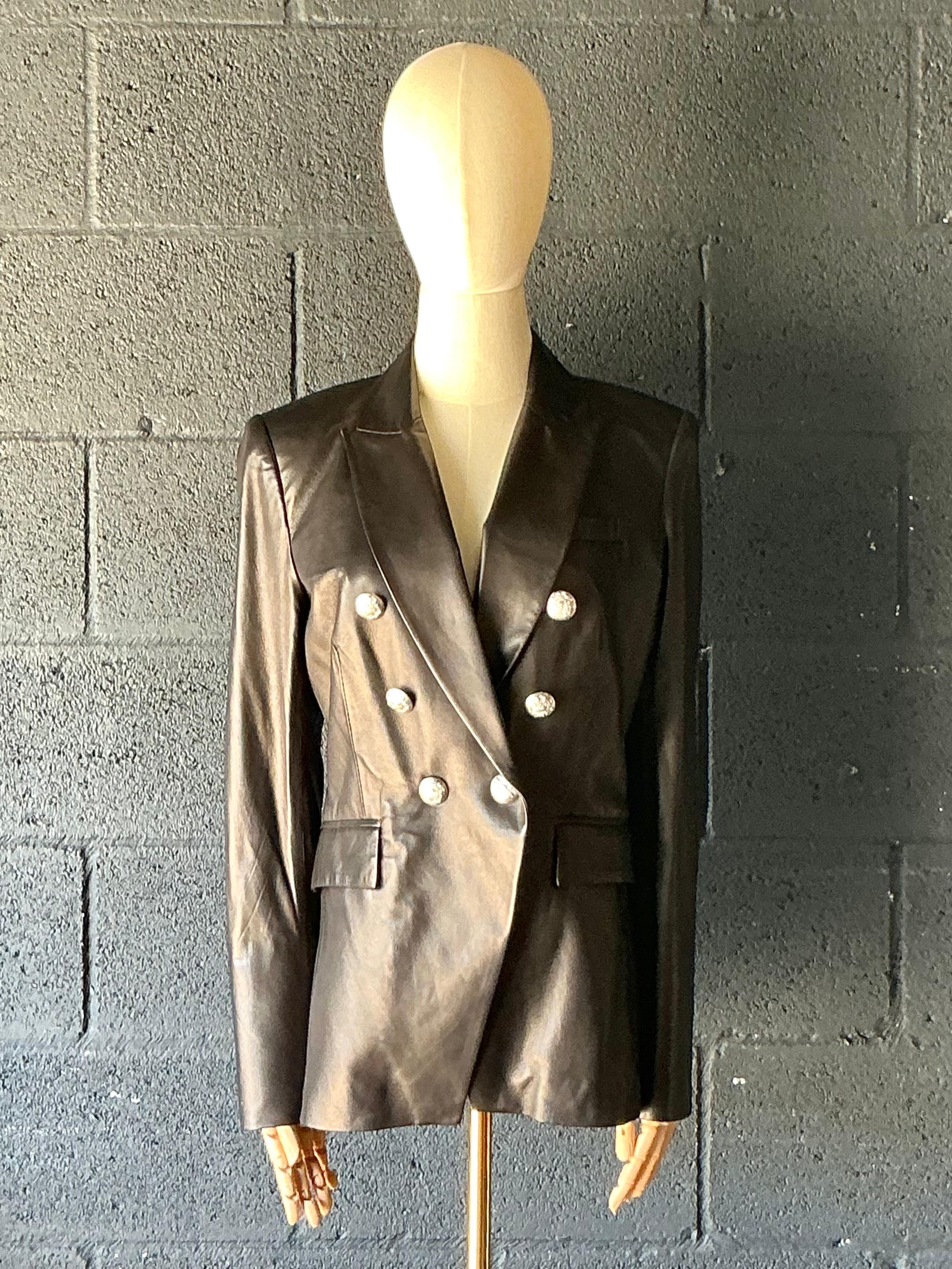 Vintage Veronica Beard Black Leather Jacket - Back view