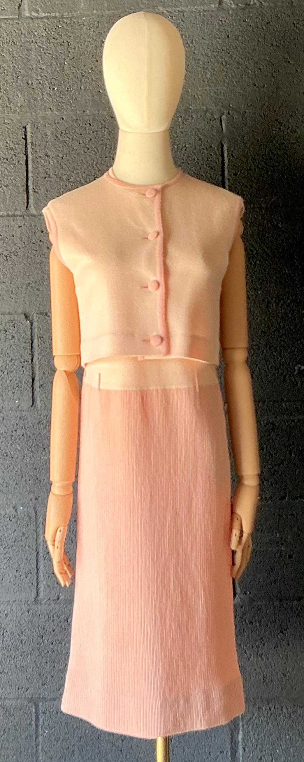 Vintage Bonwit Teller Wool Dress with Vest - Detail view