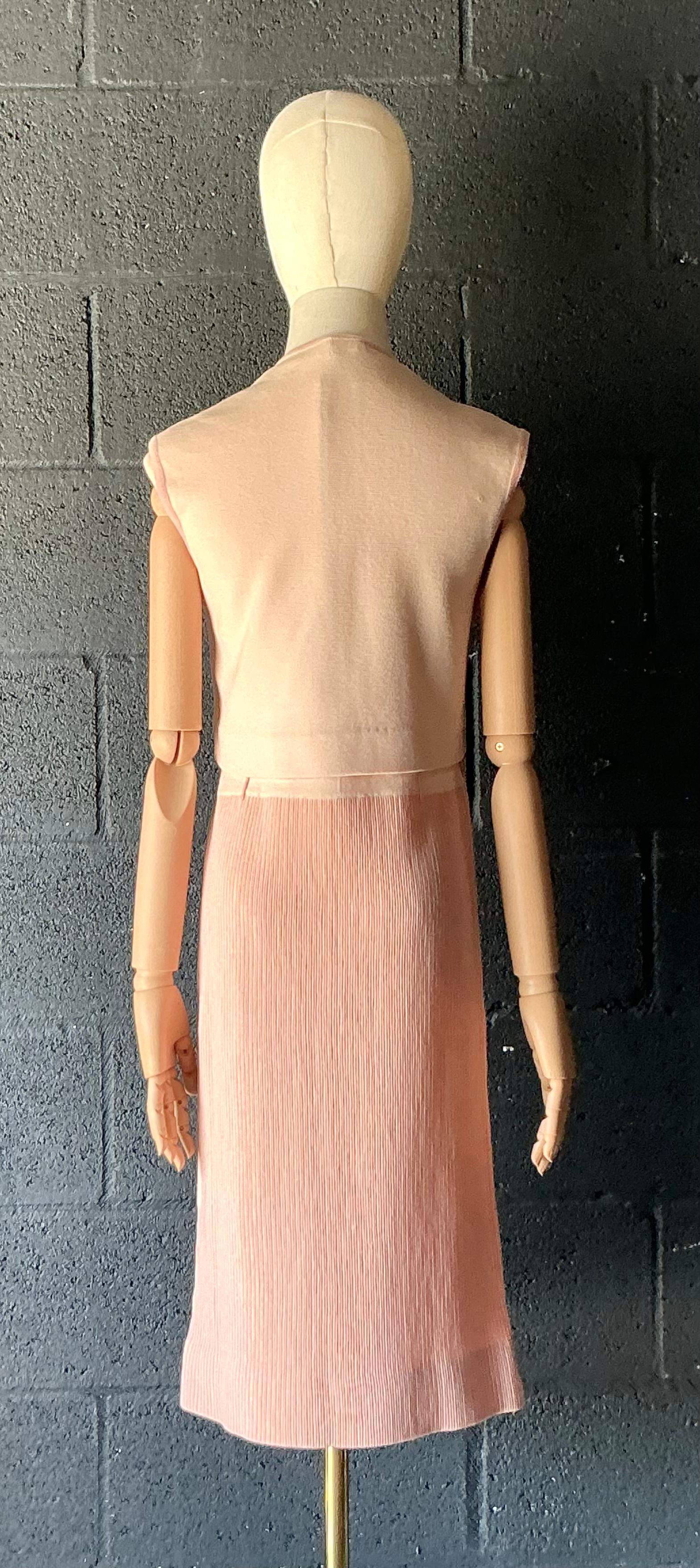 Vintage Bonwit Teller Wool Dress with Vest - Side view