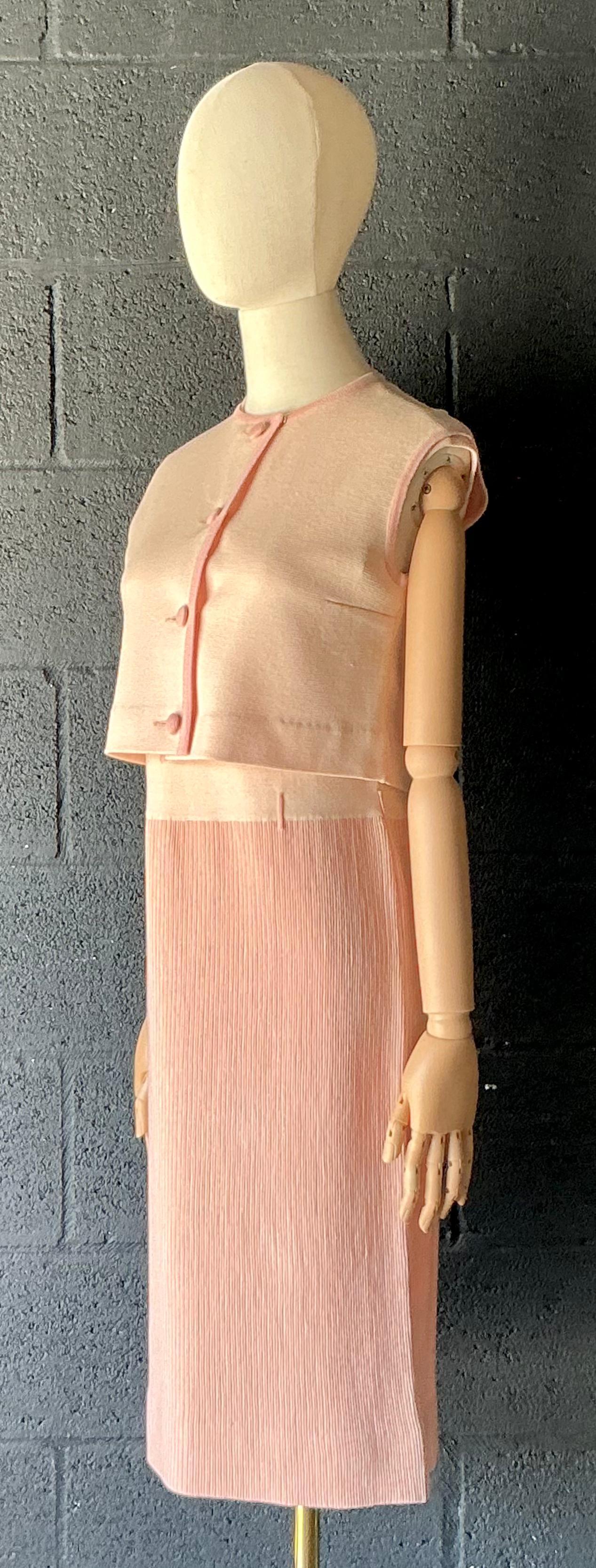 Vintage Bonwit Teller Wool Dress with Vest - Top view