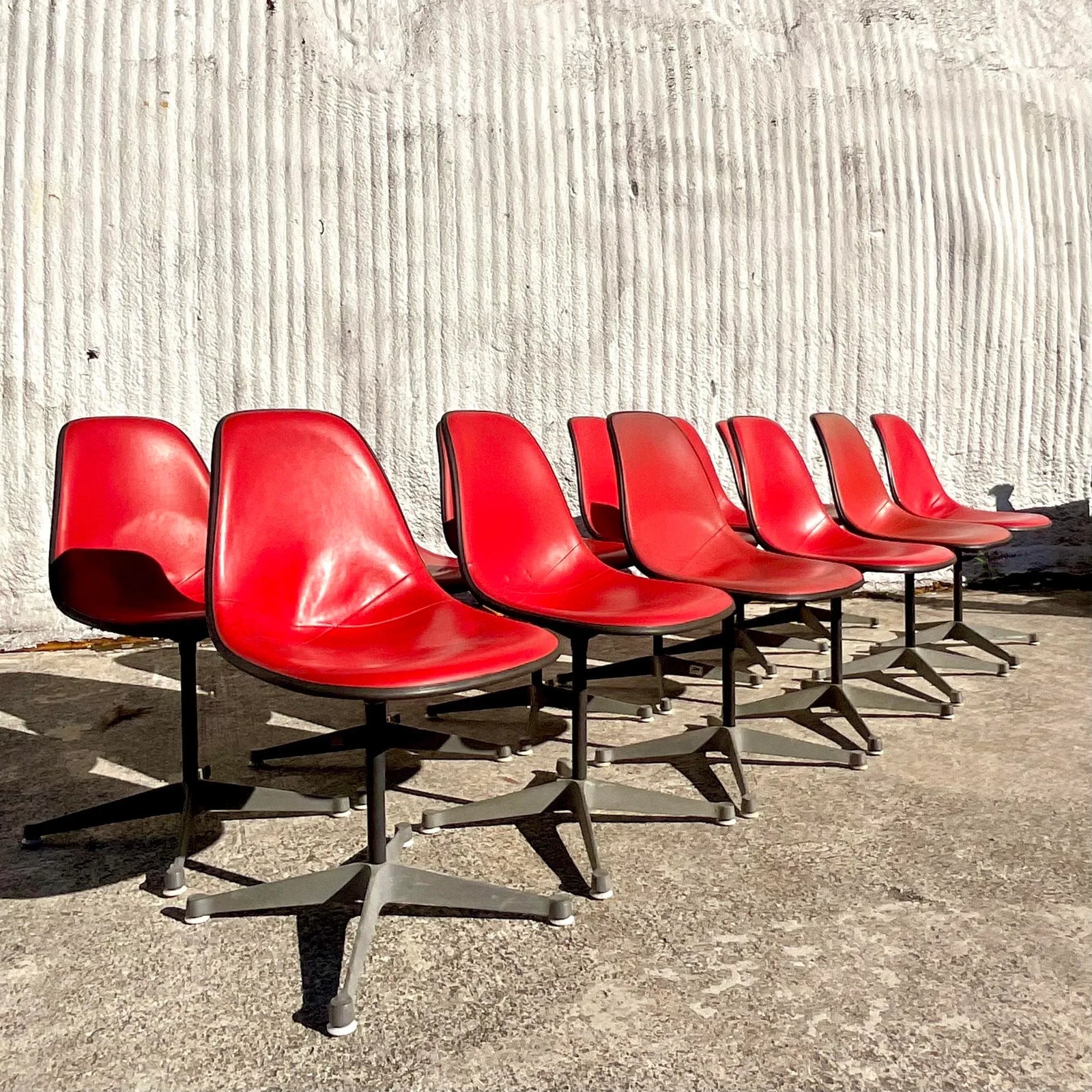 Herman Miller Molded Fiberglass Red Shell Chair - Set of 12 - Top view