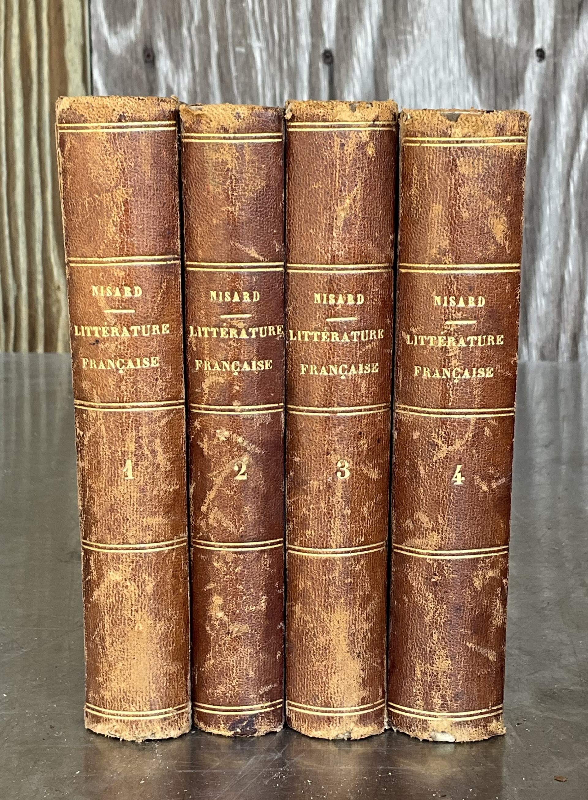Histoire de la Littérature Française by Désiré Nisard- Set of 4 - Side view