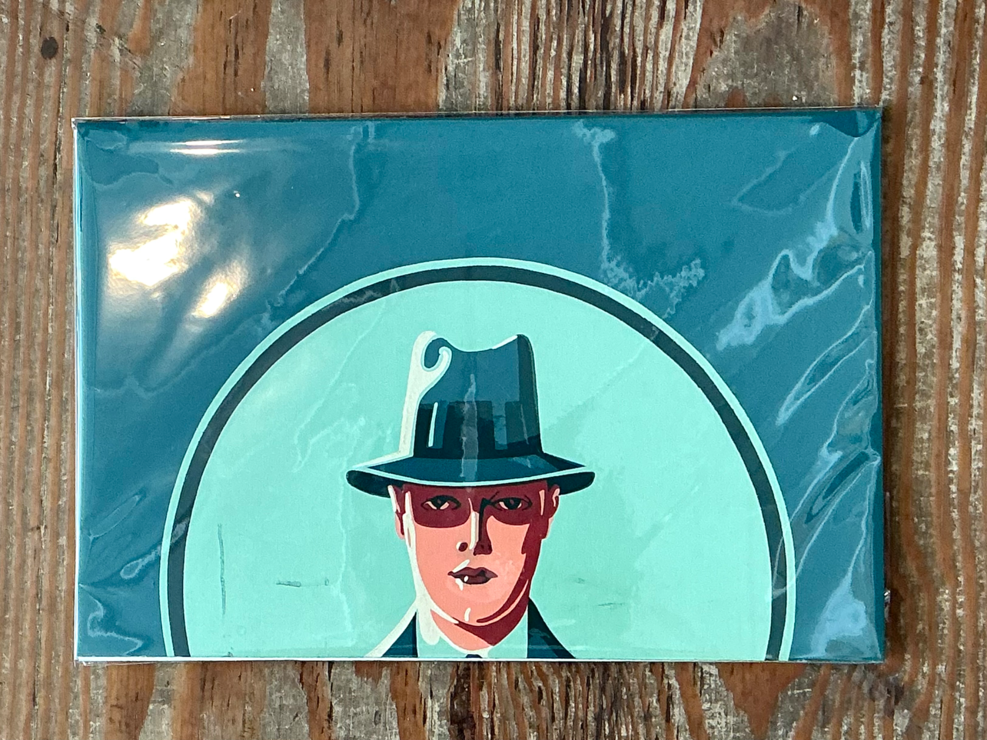 Vintage Figurative Painting of Man in Hat On Paper - Top view