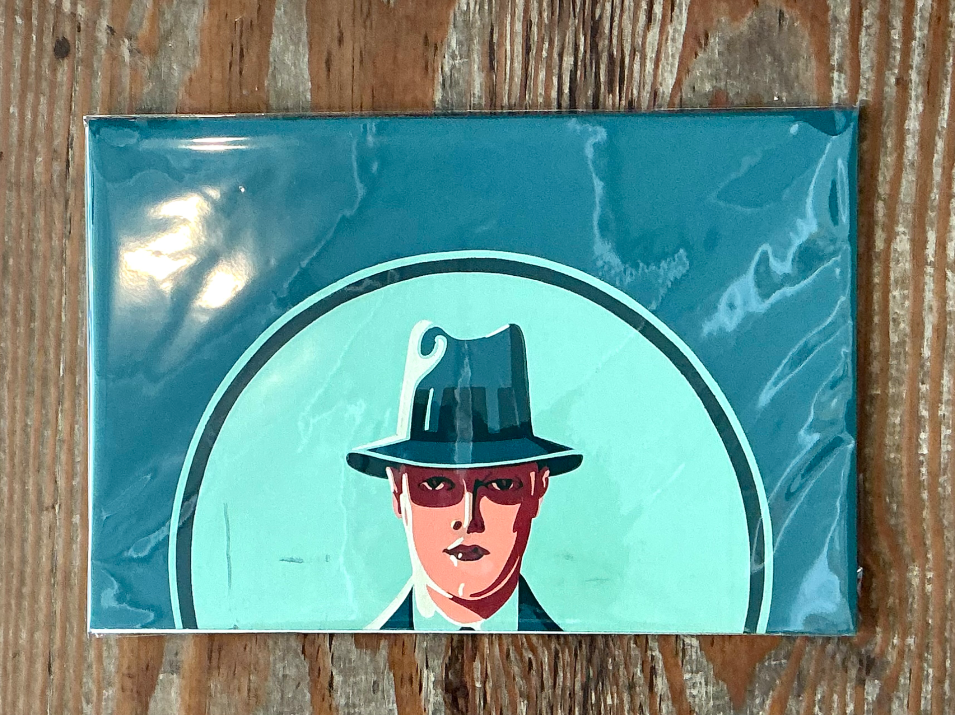 Vintage Figurative Painting of Man in Hat On Paper - Side view