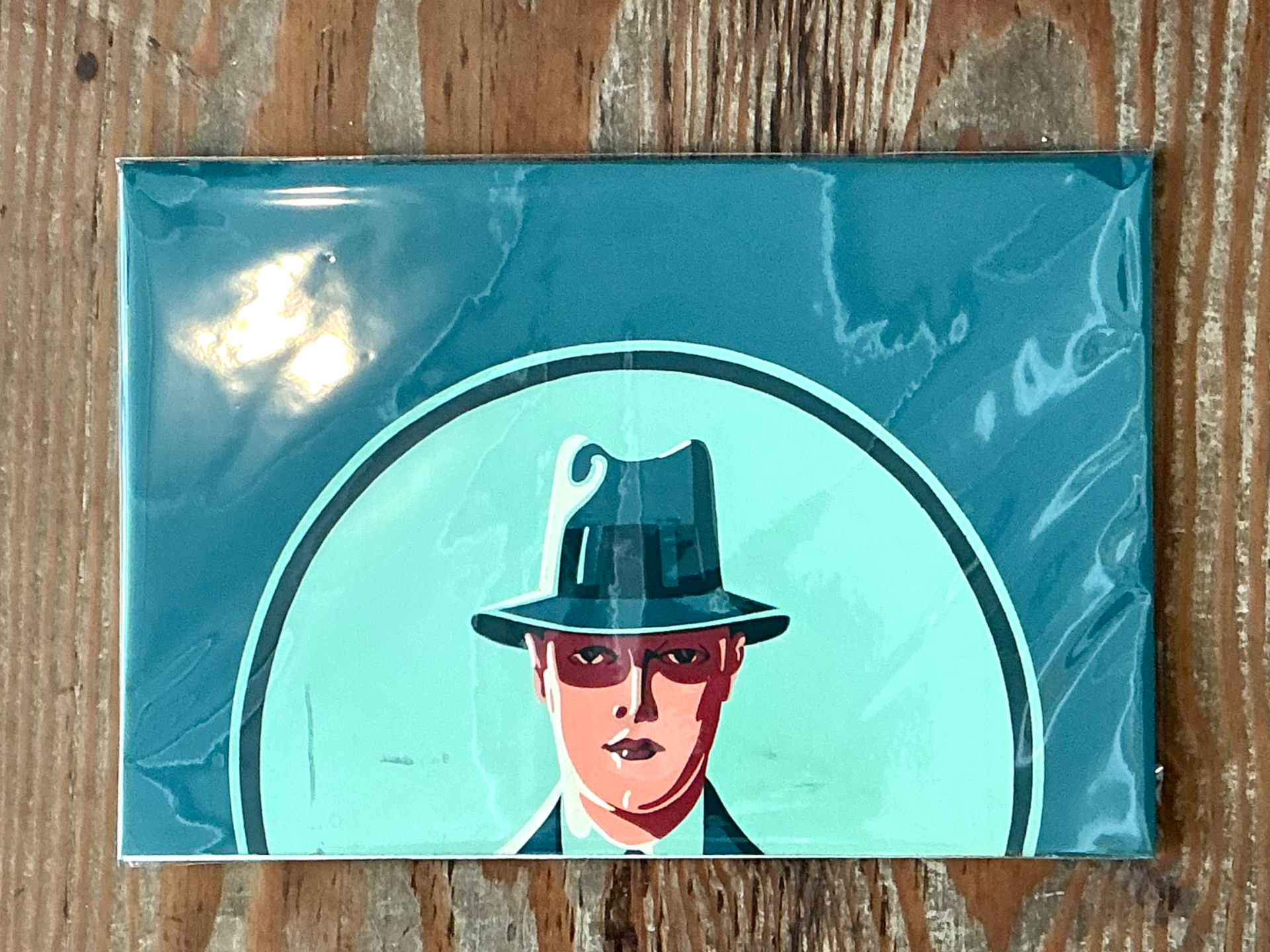 Vintage Figurative Painting of Man in Hat On Paper - Back view