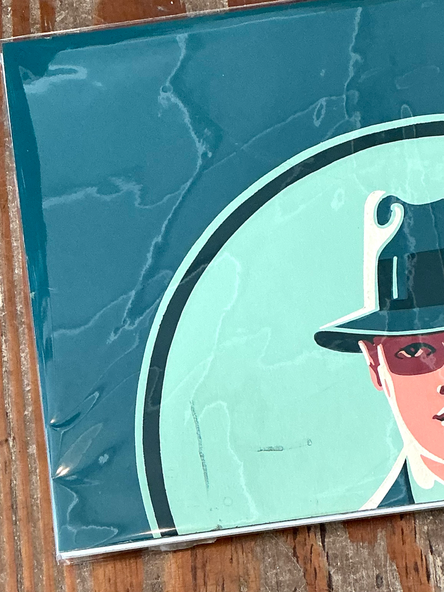 Vintage Figurative Painting of Man in Hat On Paper - Detail view
