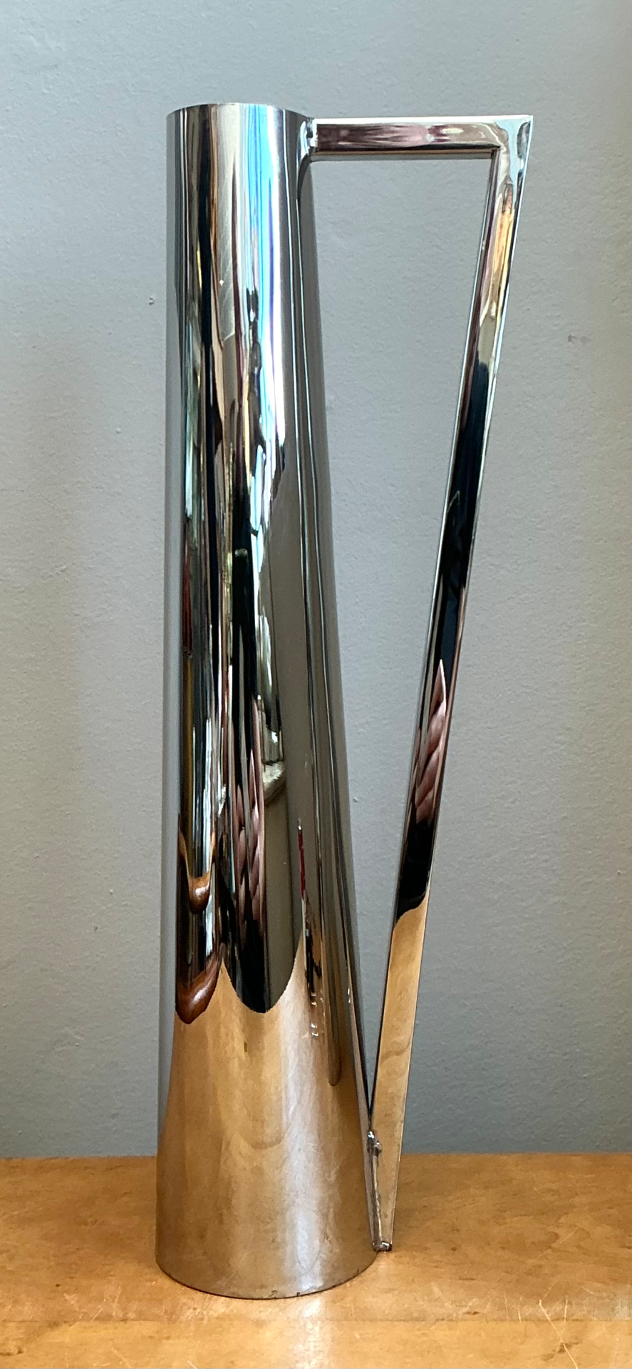 Vintage Modernist Metal Tall Pitcher - Side view