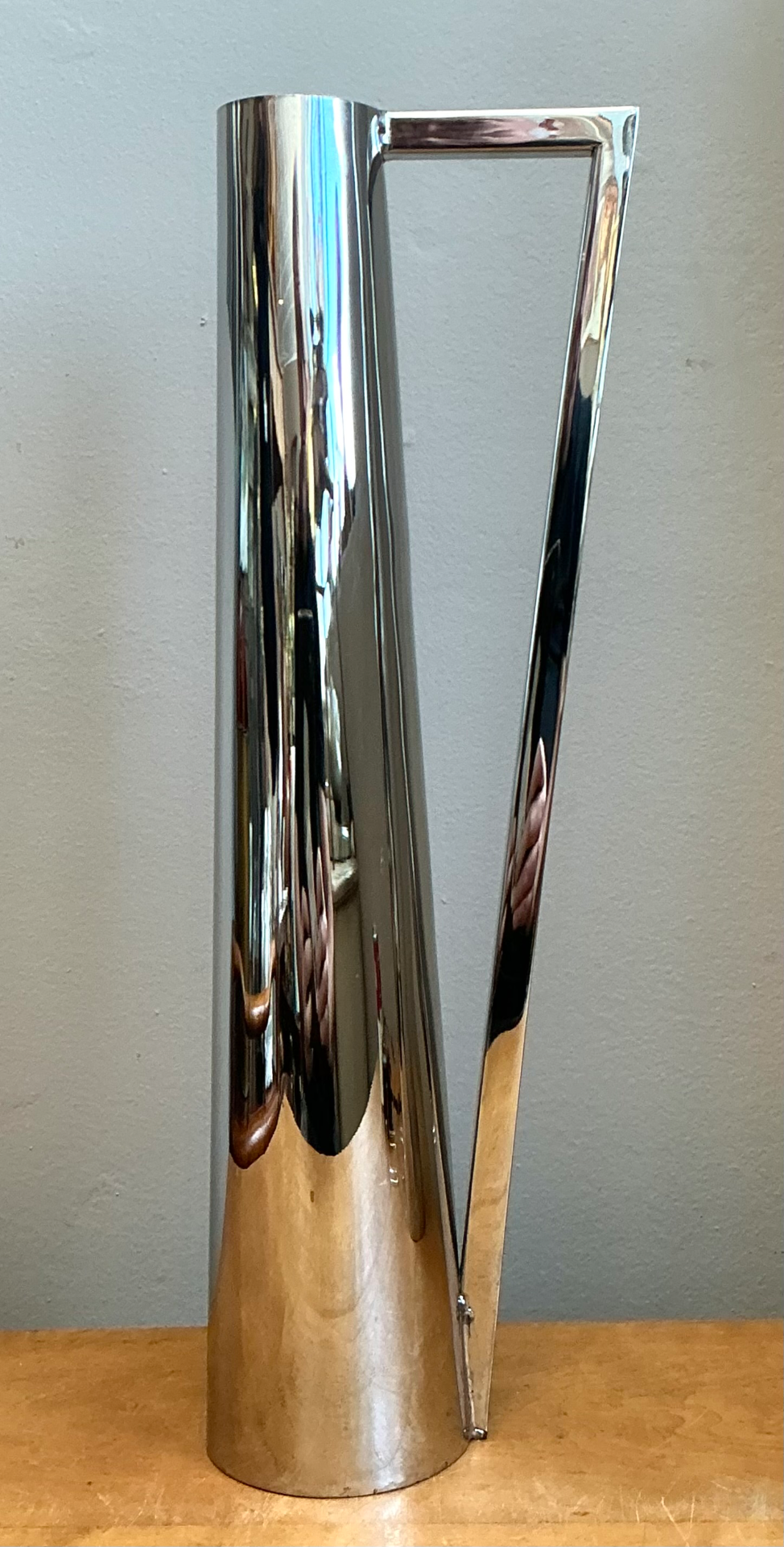 Vintage Modernist Metal Tall Pitcher - Back view