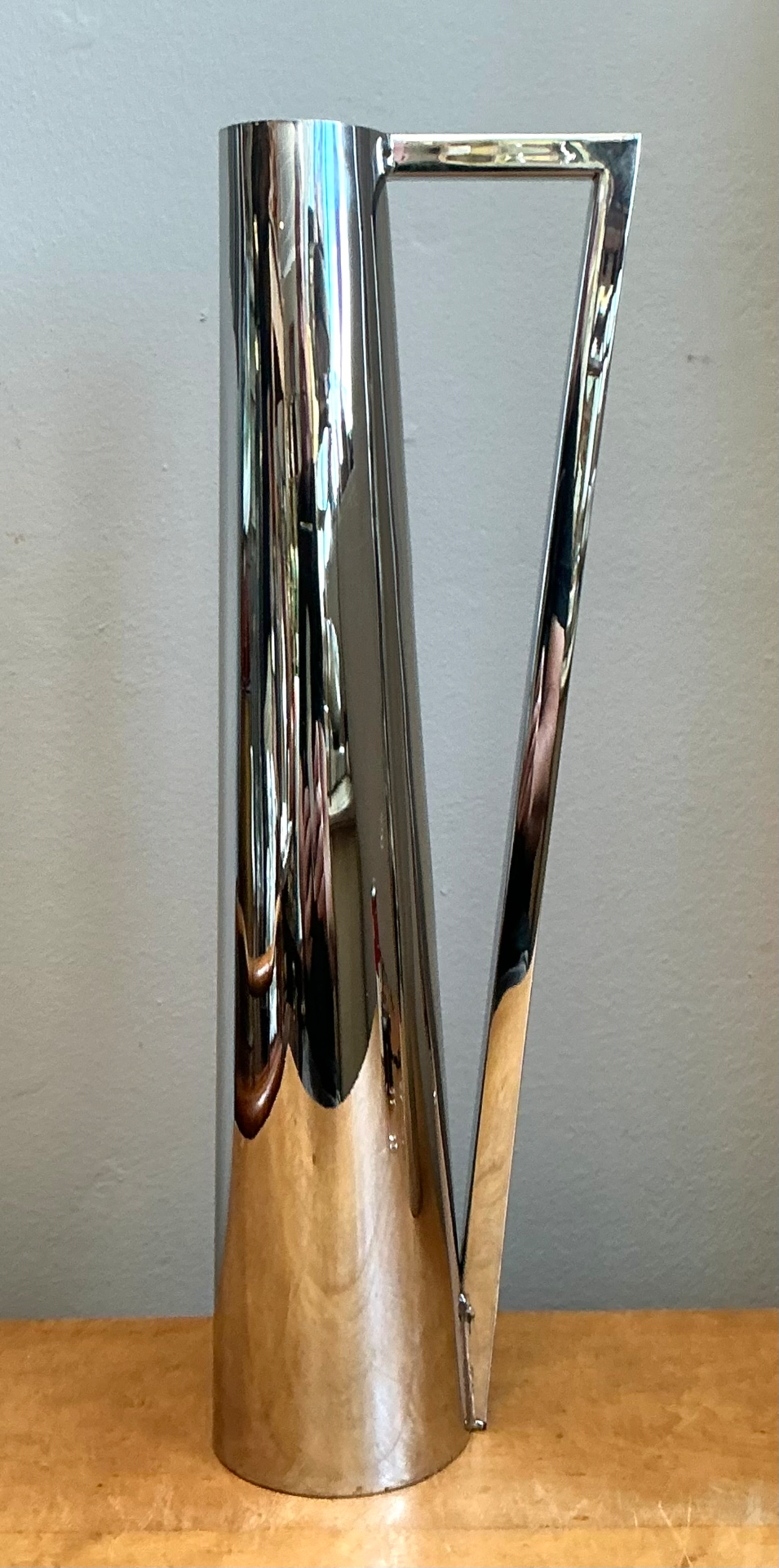 Vintage Modernist Metal Tall Pitcher - Top view