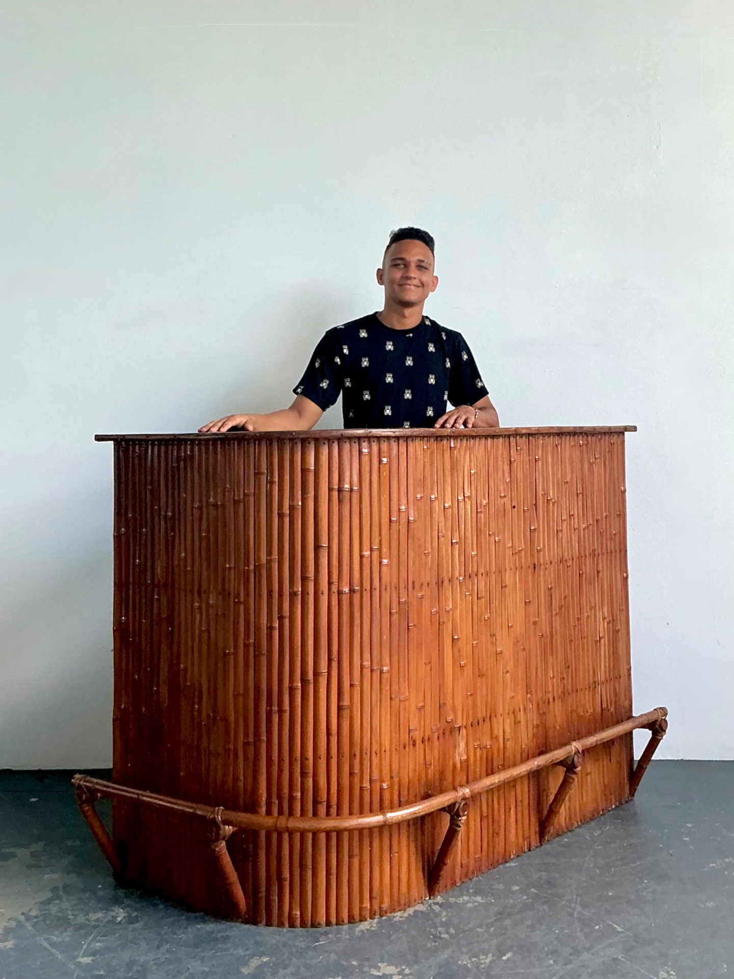Vintage Curved Bamboo Tiki Bar - Top view