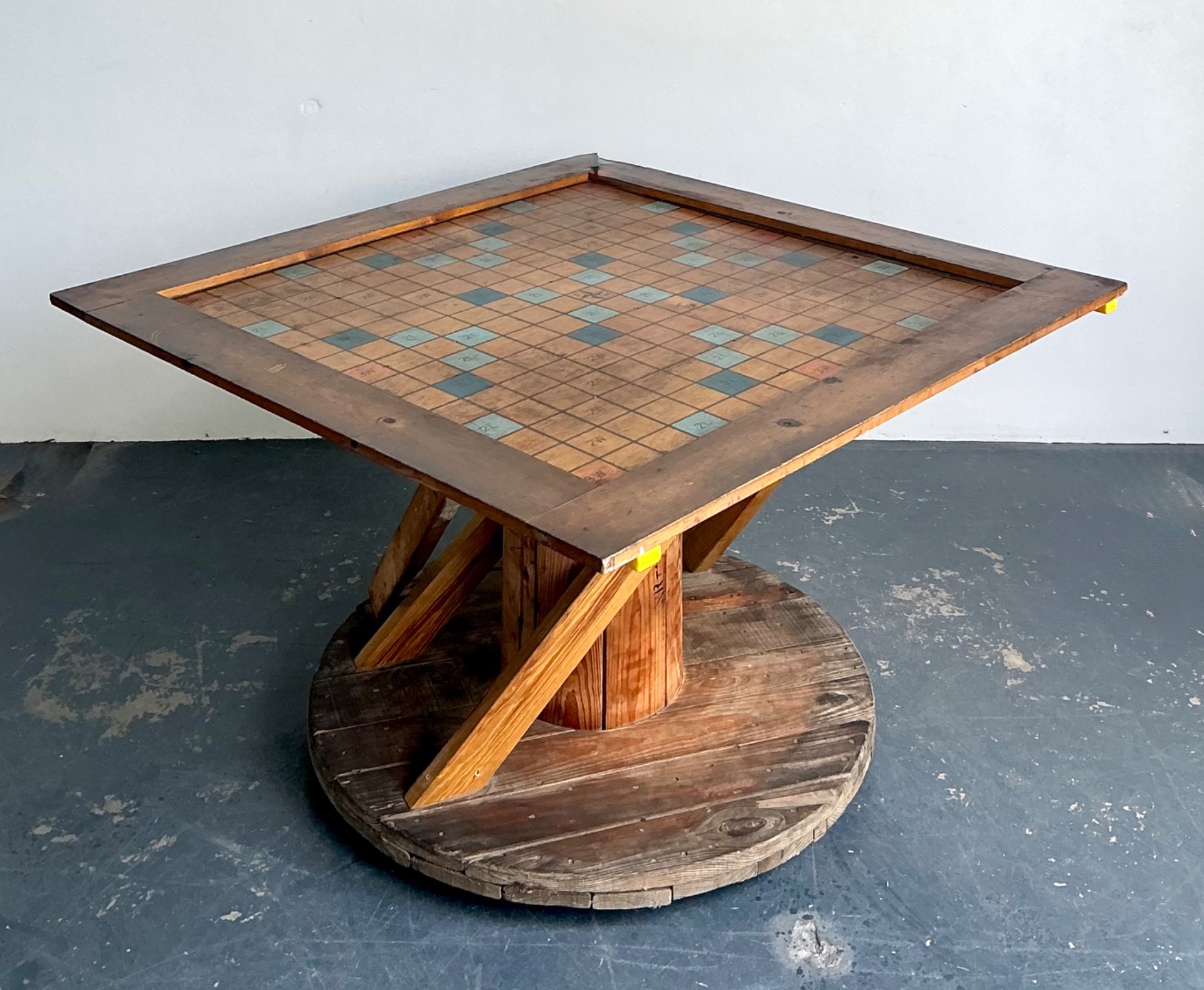 Vintage Monumental Wood Scrabble Board Game Table - Top view