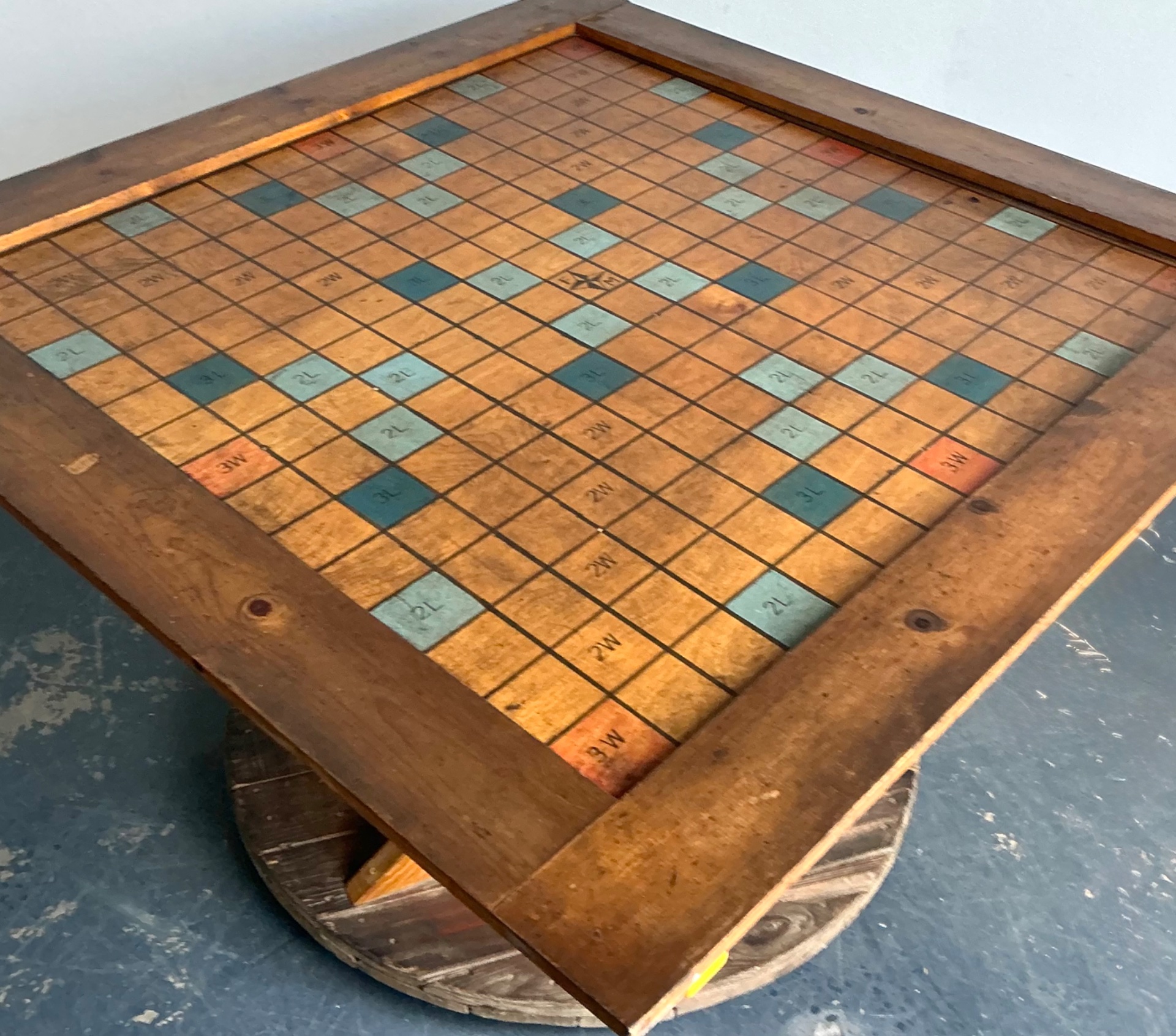 Vintage Monumental Wood Scrabble Board Game Table - Detail view