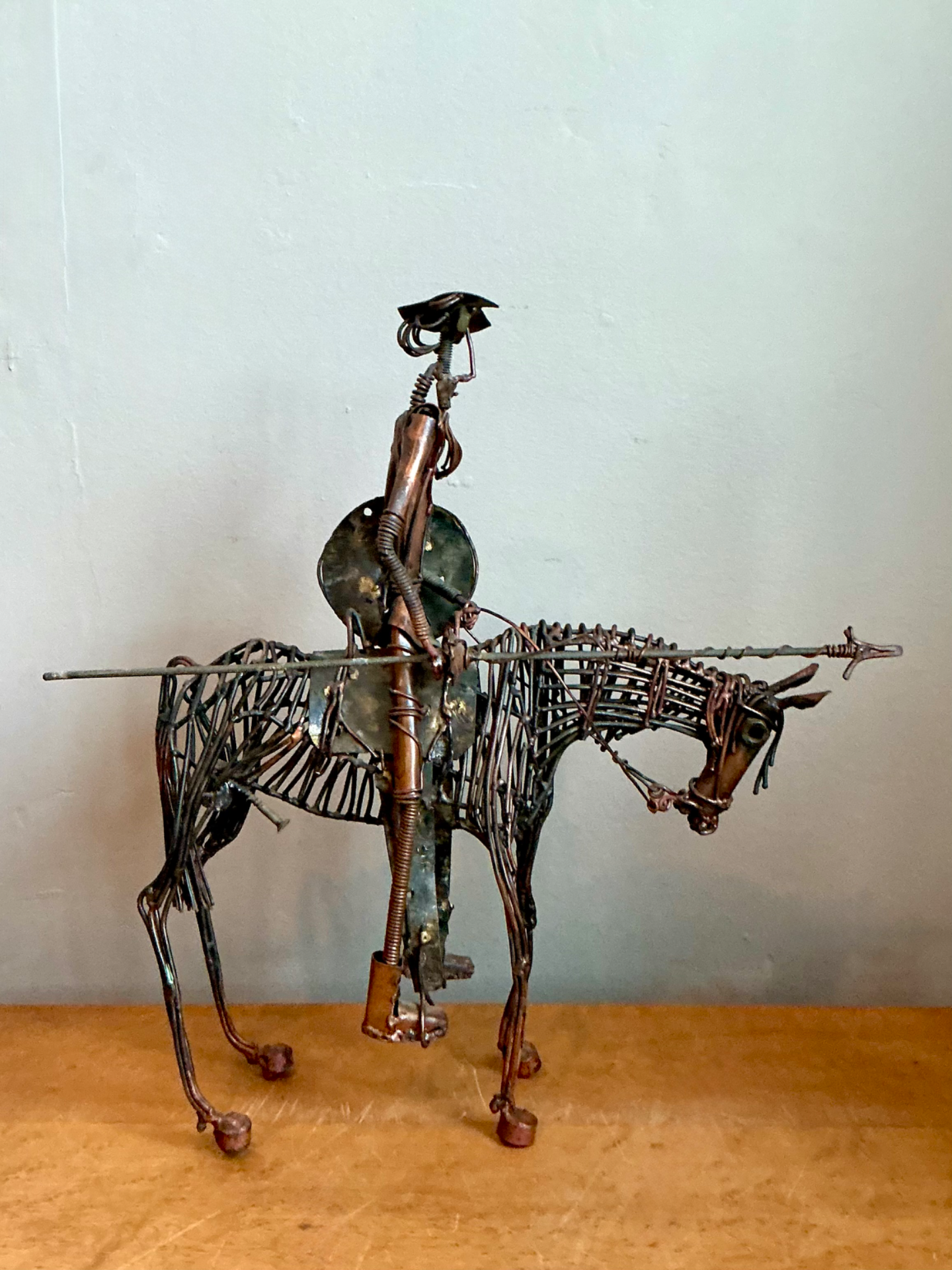 Vintage Wire Don Quixote and Horse Sculpture - Detail view