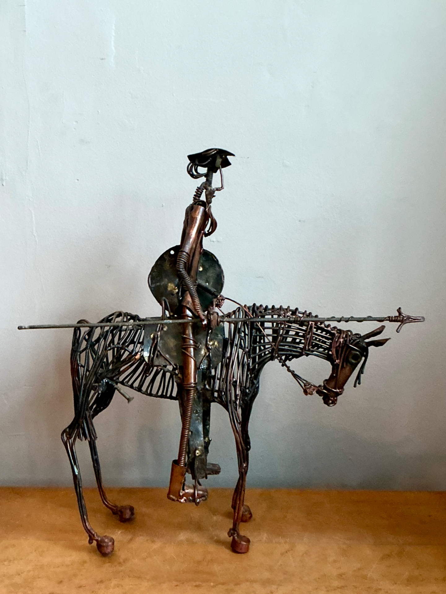 Vintage Wire Don Quixote and Horse Sculpture - Back view