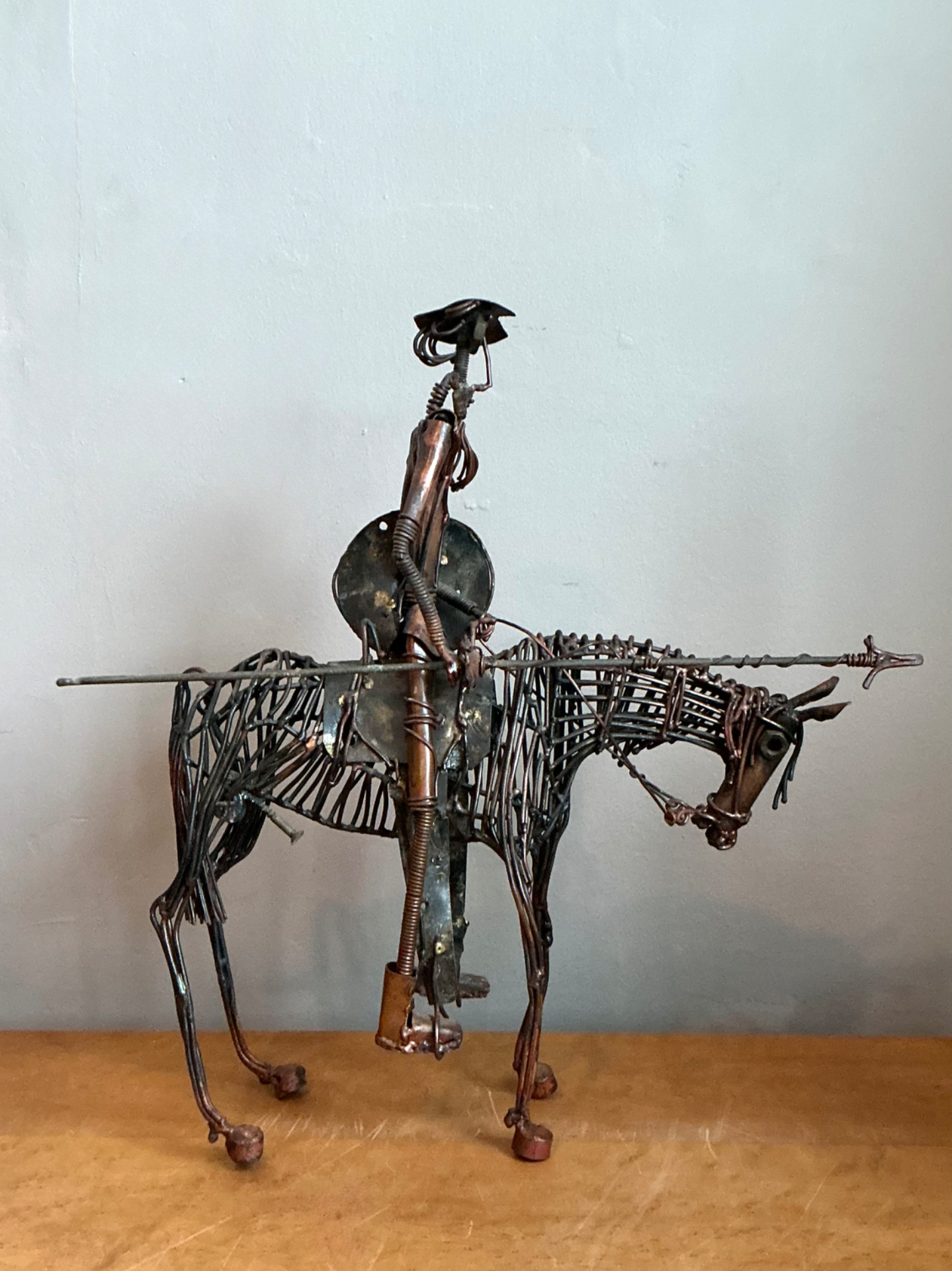 Vintage Wire Don Quixote and Horse Sculpture - Top view