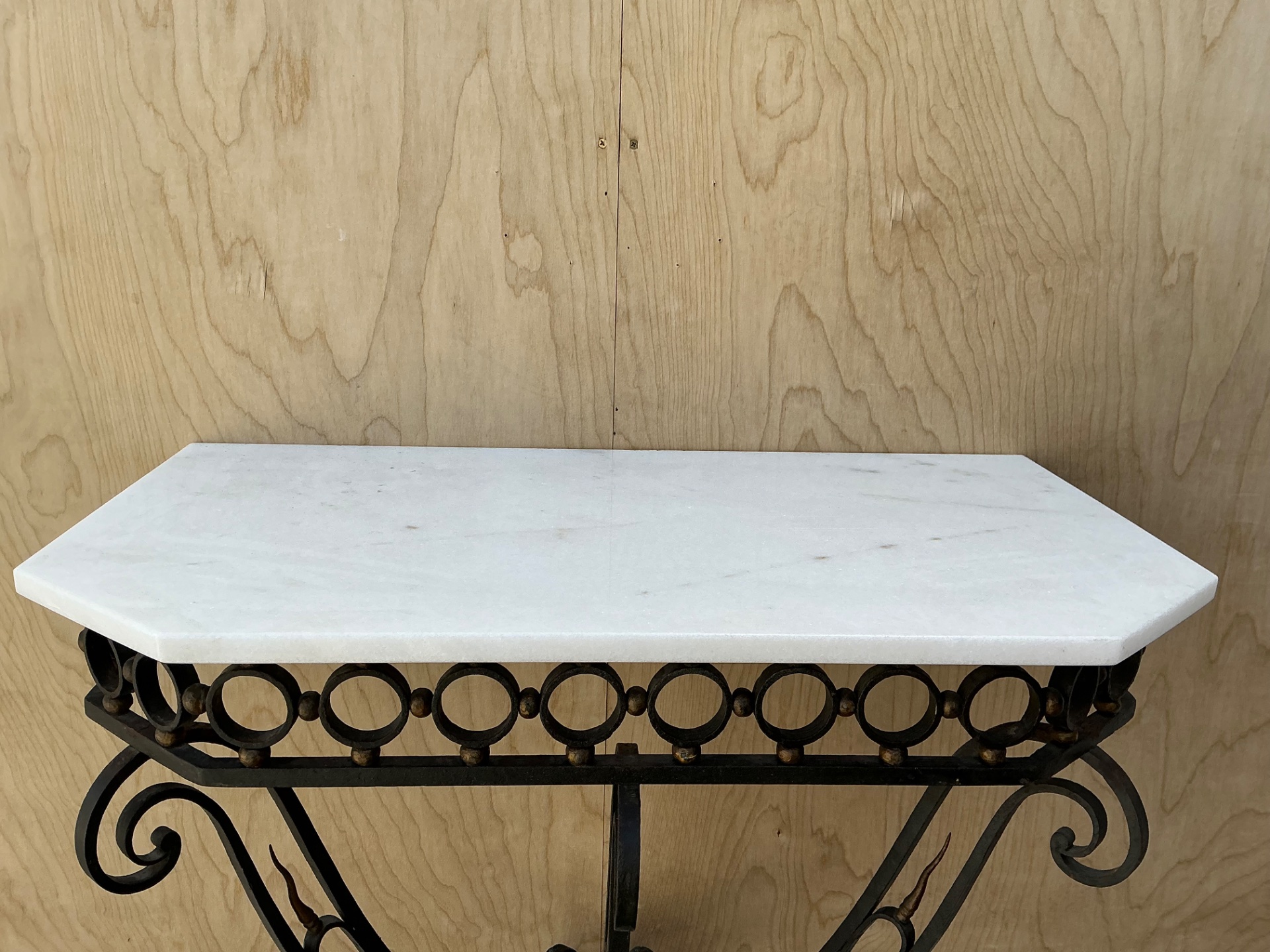 Vintage Scrolled Iron Wall Console After Royere - Back view