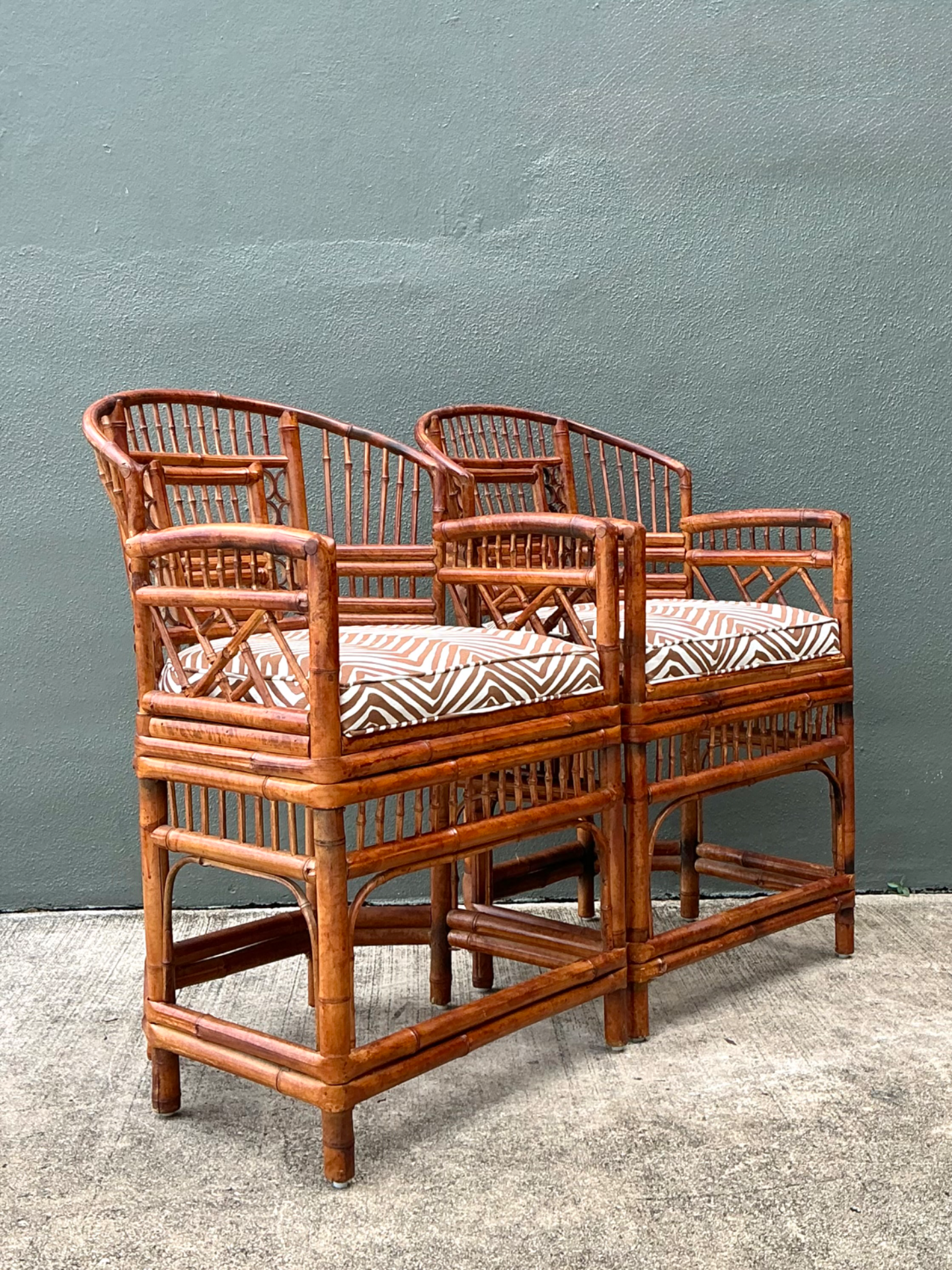 Vintage Brighton Pavillion Rattan Chairs In Alan Campbell “Zigzag” For Quadrille - Top view