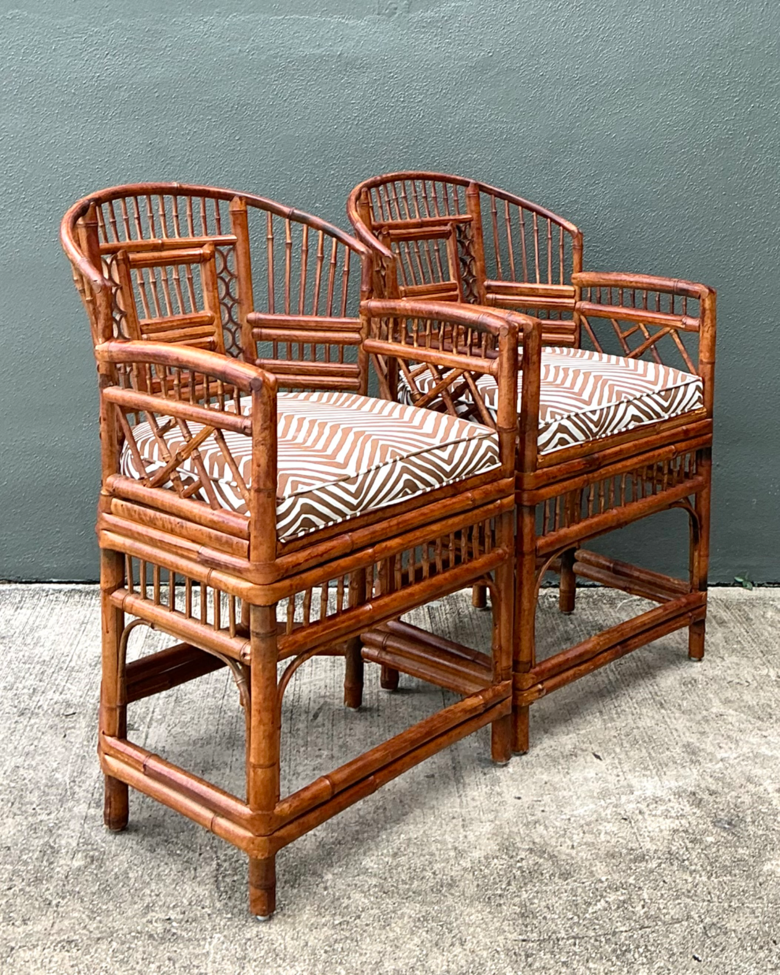 Vintage Brighton Pavillion Rattan Chairs In Alan Campbell “Zigzag” For Quadrille - Side view