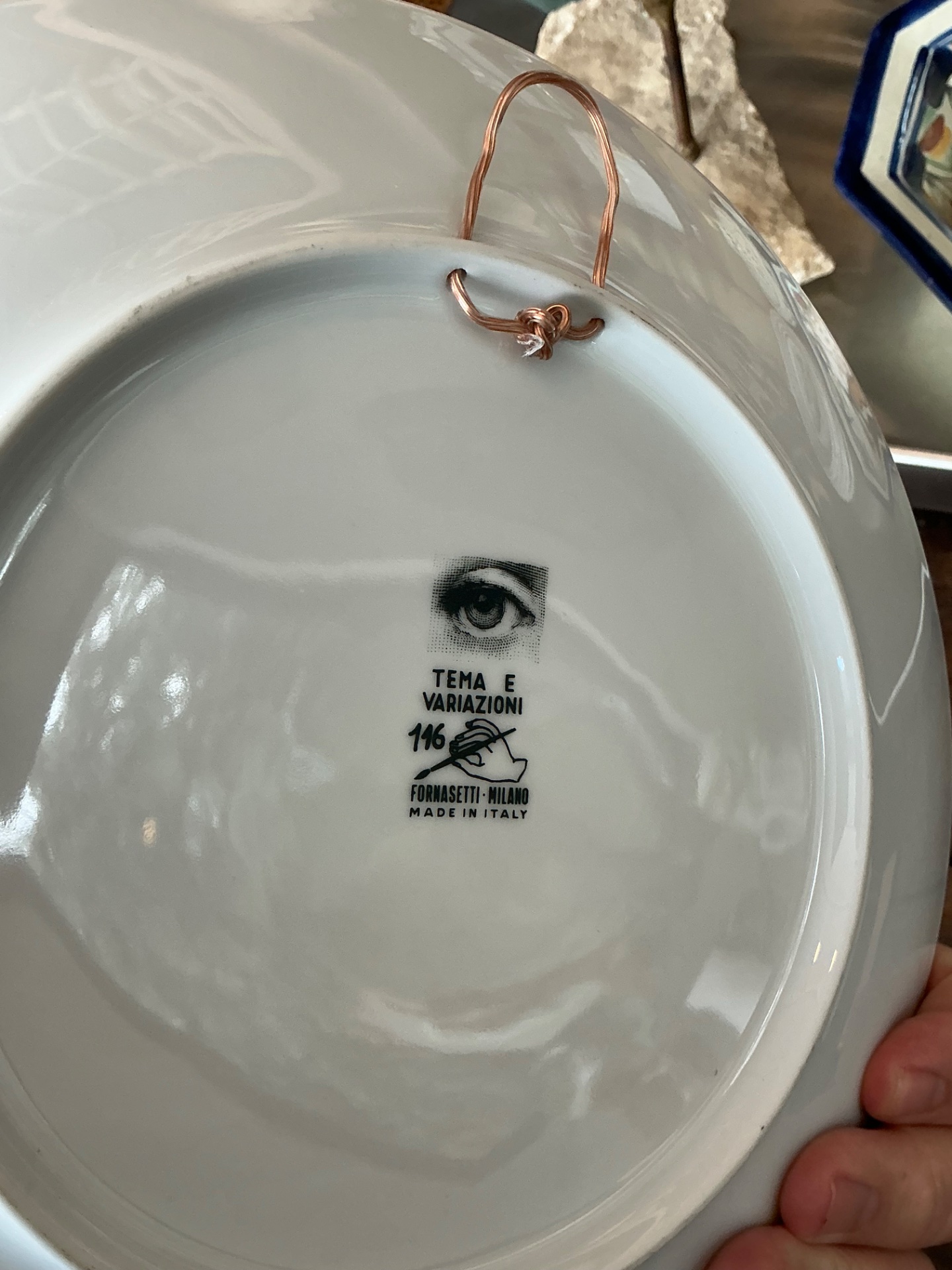 Fornasetti Italian Tema e Variazioni Plate - Side view