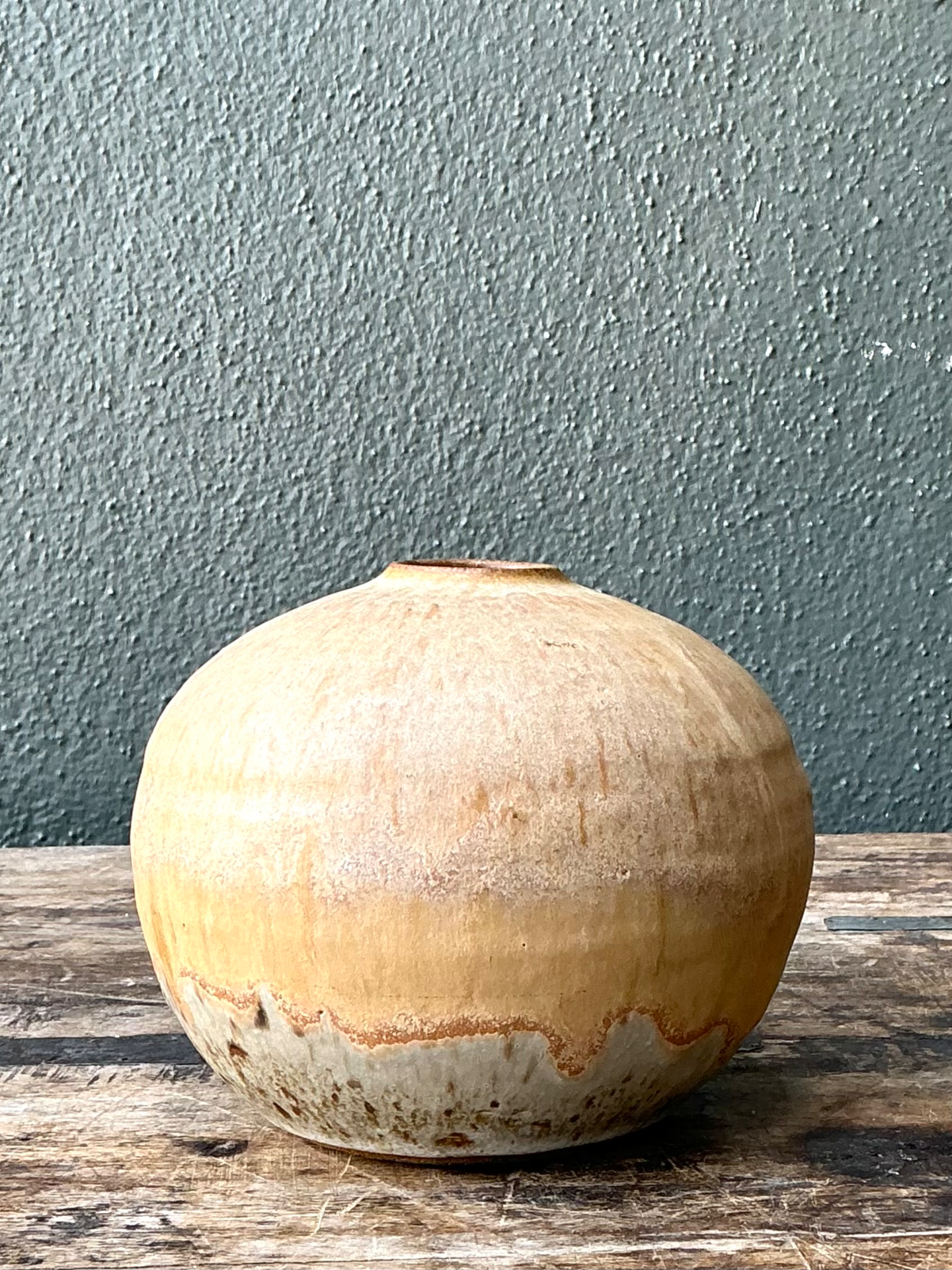 Vintage Earth Tone Ceramic Vessel - Detail view