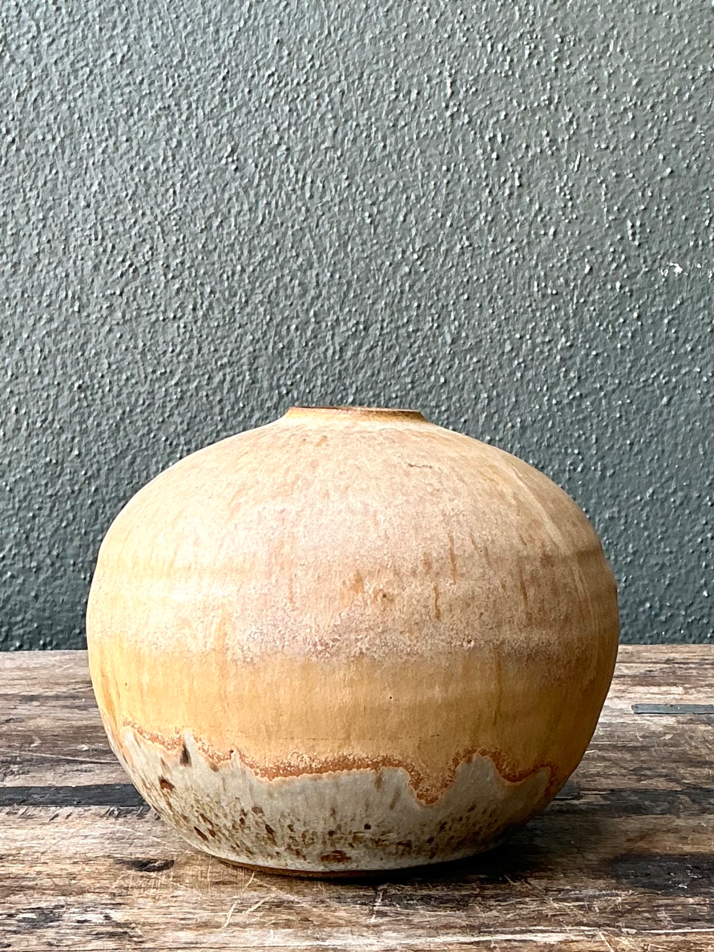Vintage Earth Tone Ceramic Vessel - Side view