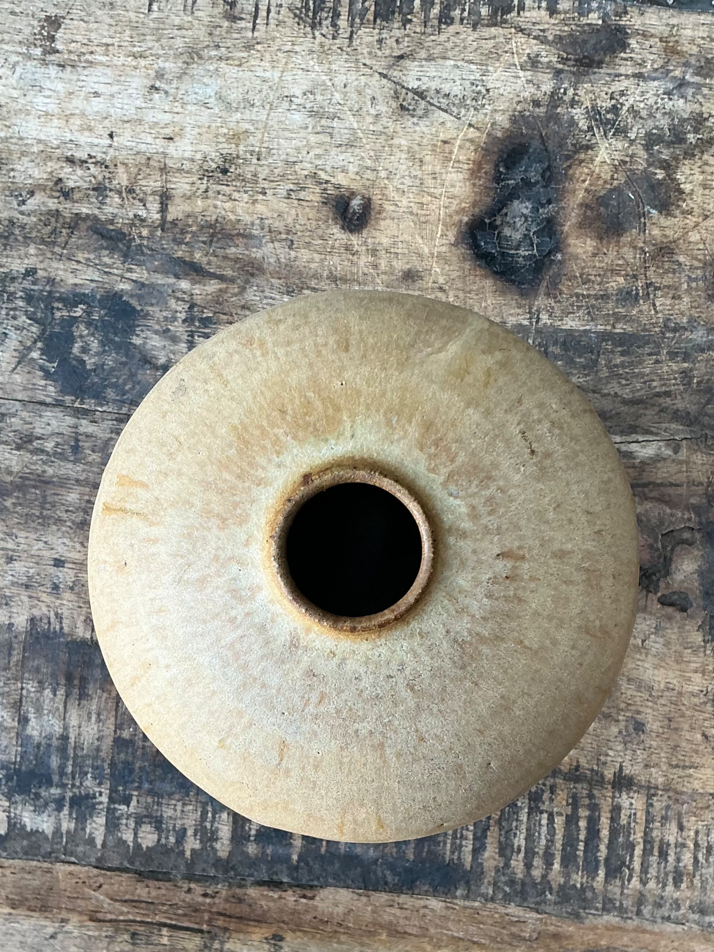 Vintage Earth Tone Ceramic Vessel - Back view