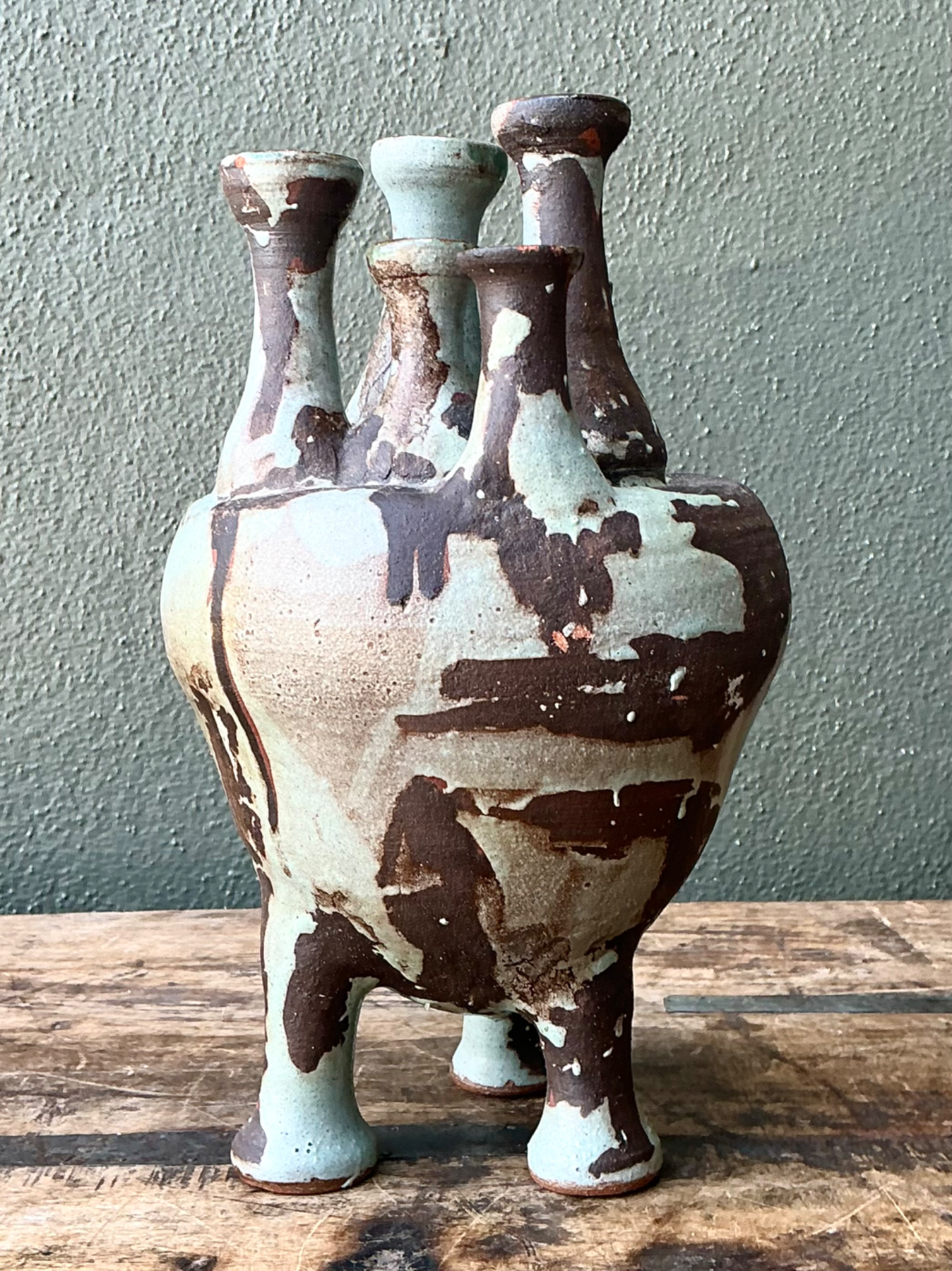Vintage Multineck Ceramic Vessel - Side view