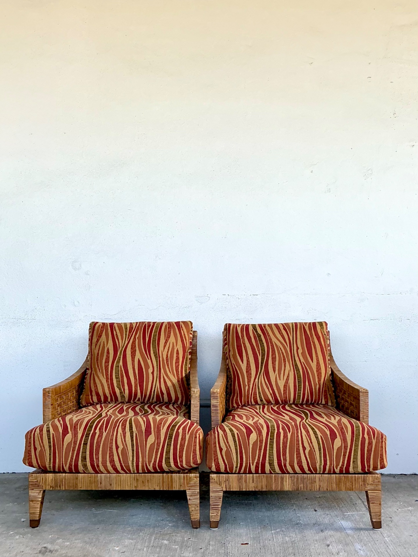 Vintage McGuire “St Germaine” Woven Rattan Lounge Chairs - A Pair - Detail view