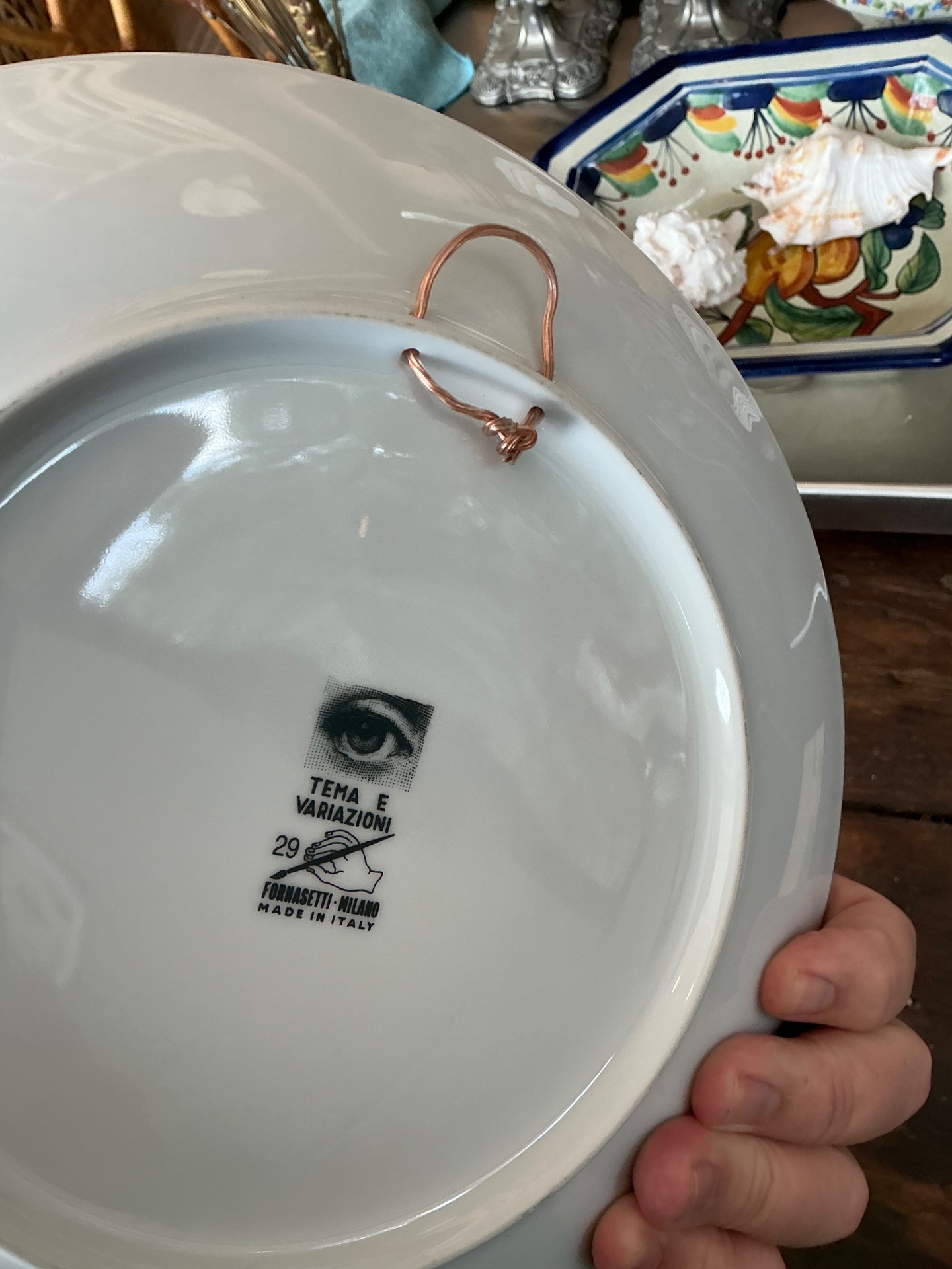 Fornasetti Italian Tema e Variazioni Plate - Side view