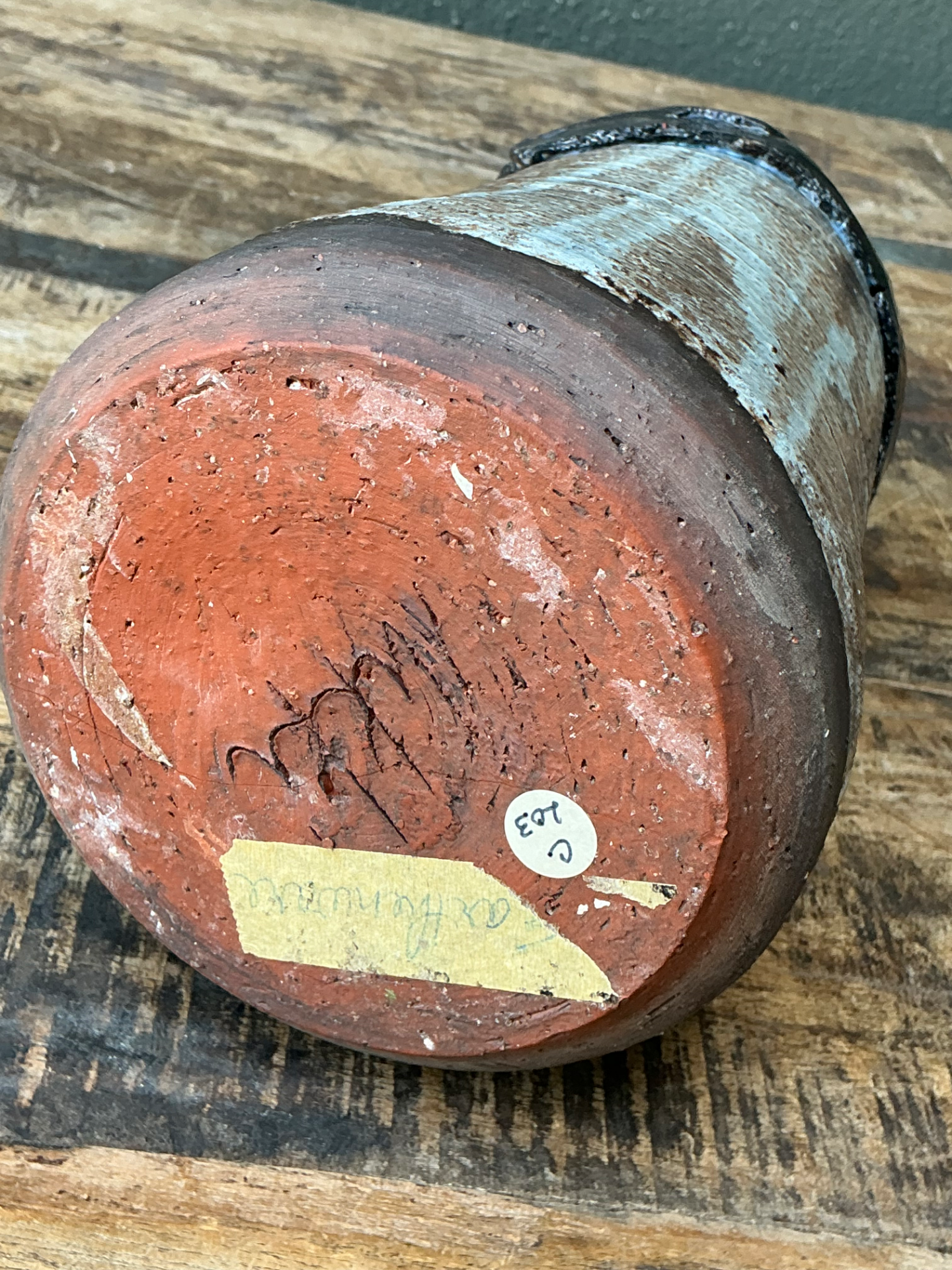 Vintage Handcrafted Ceramic Vase - Back view