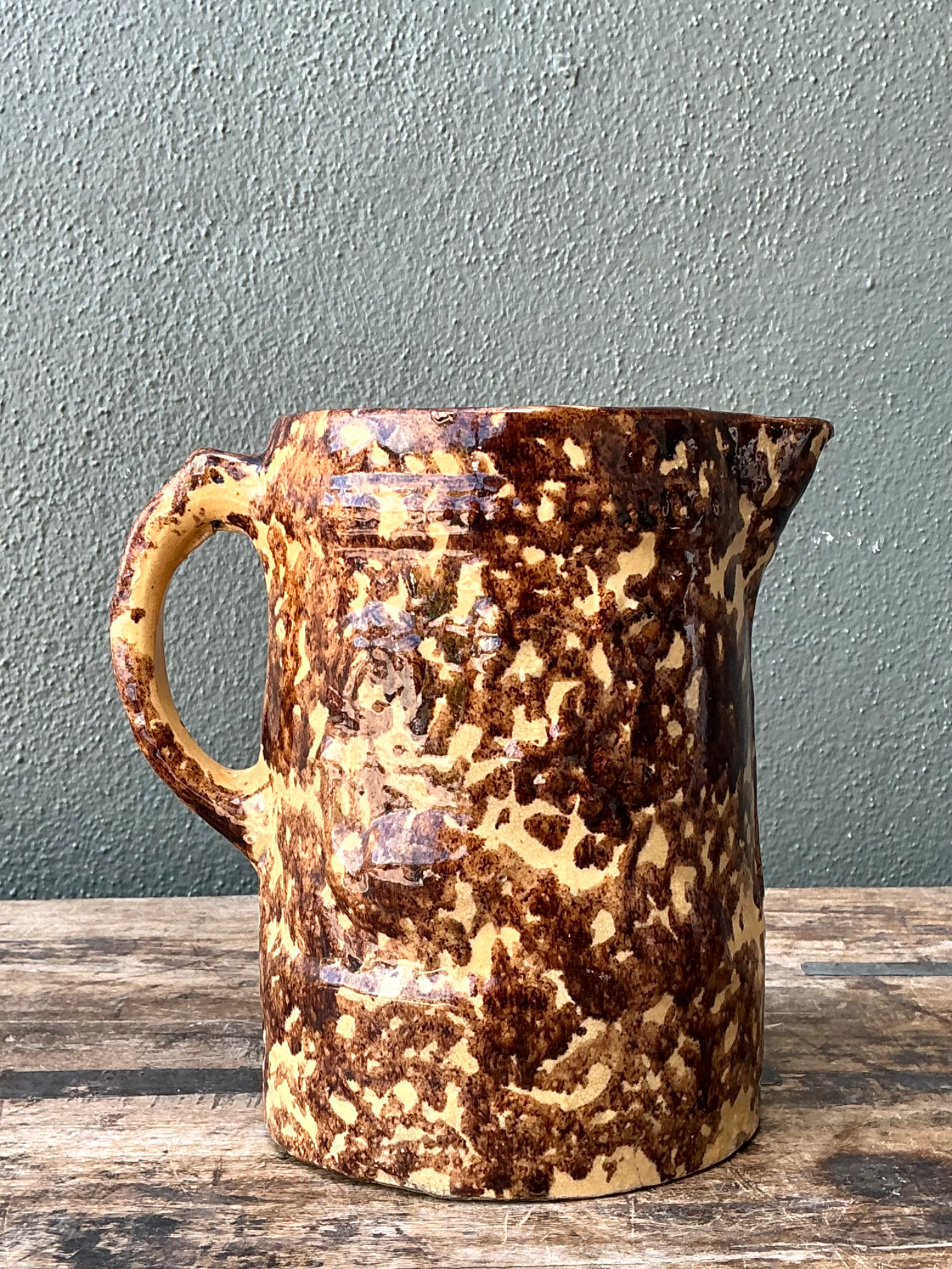 Vintage Ceramic Spatterware Pitcher - Top view