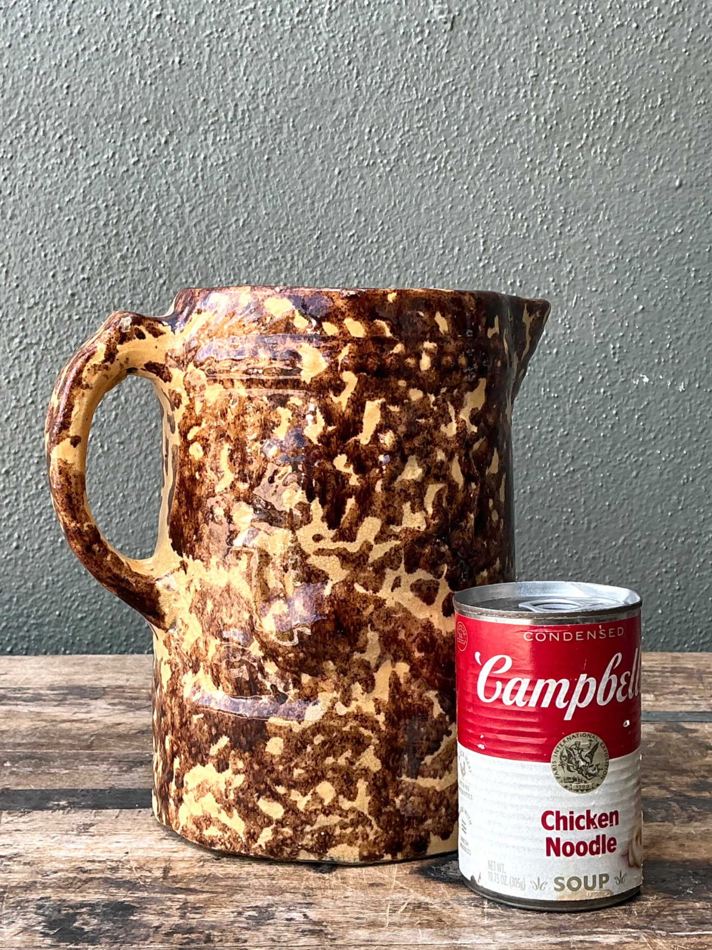 Vintage Ceramic Spatterware Pitcher - Back view