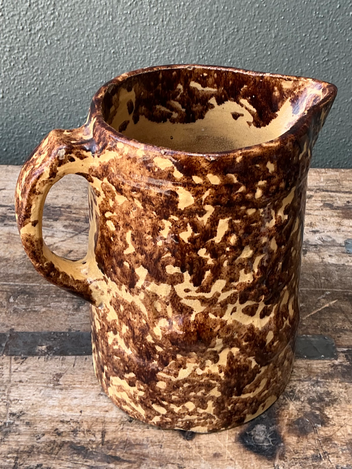 Vintage Ceramic Spatterware Pitcher - Detail view