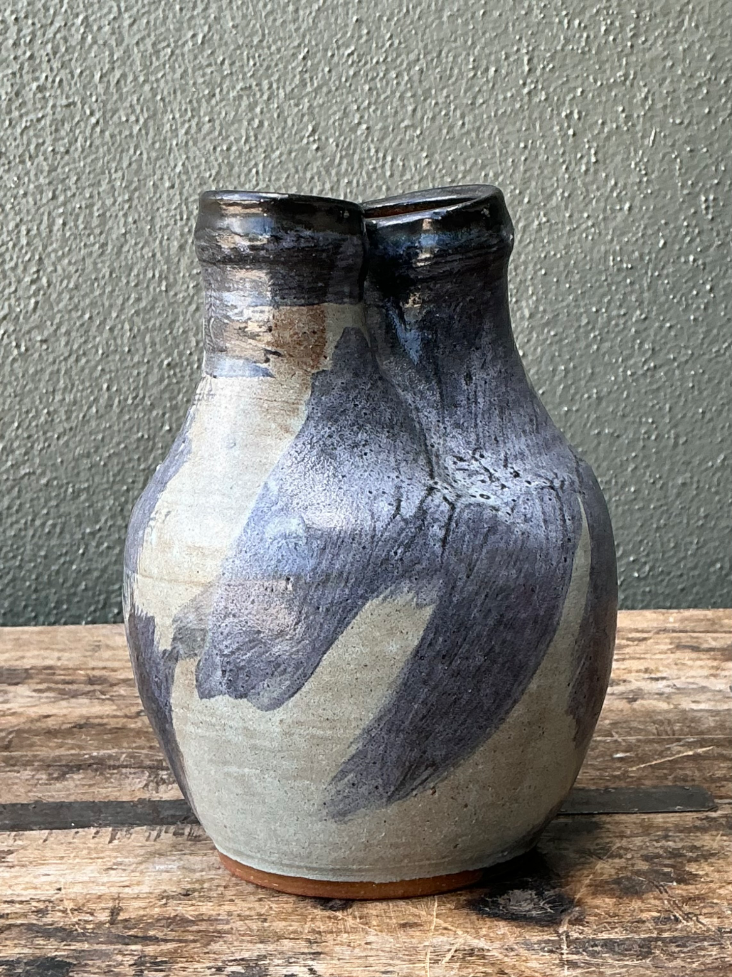 Vintage Double Neck Ceramic Vase - Detail view