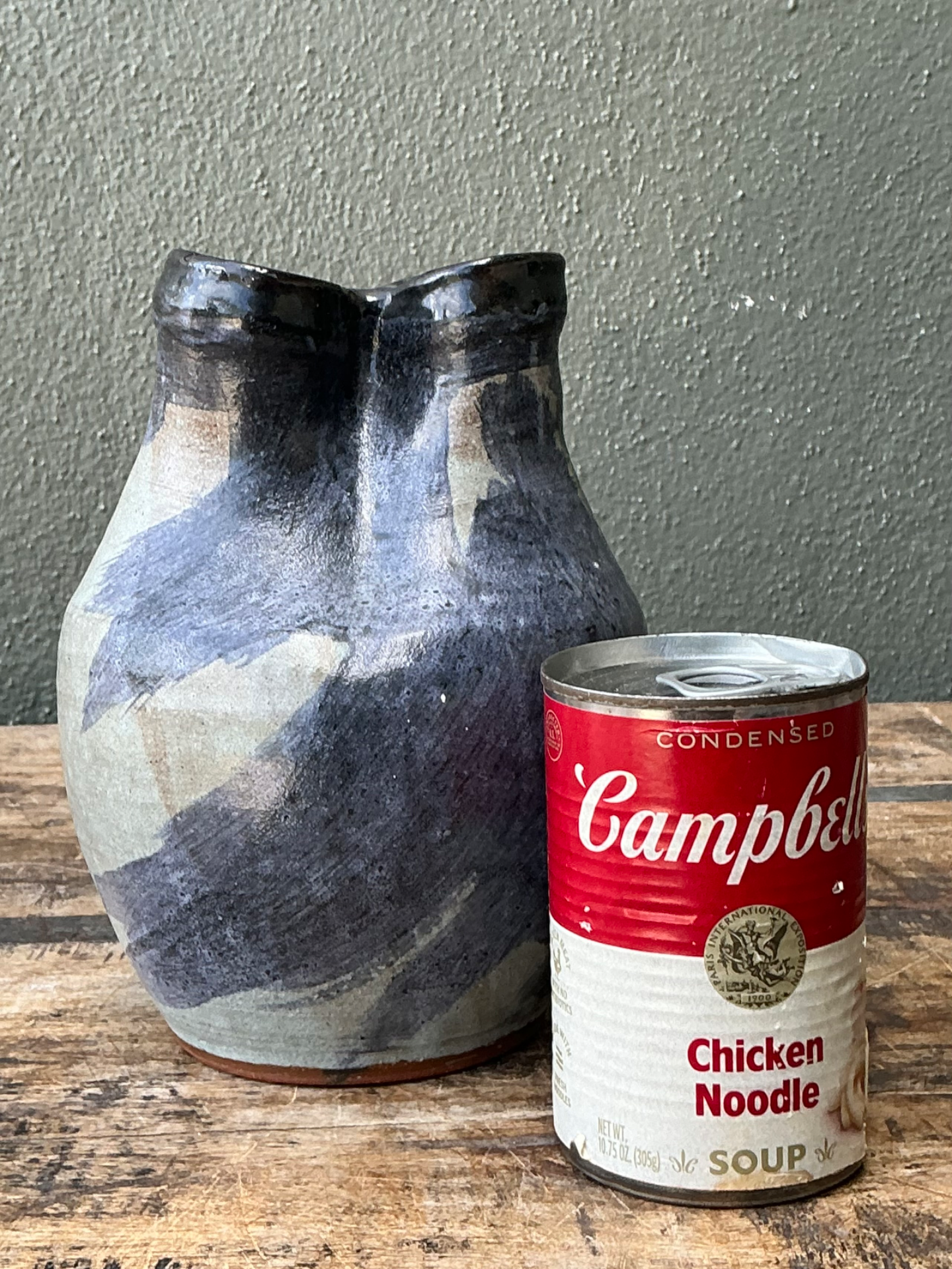 Vintage Double Neck Ceramic Vase - Back view