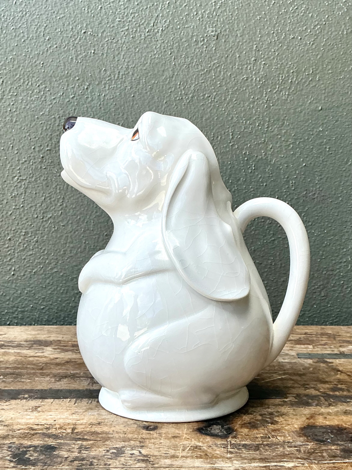 Vintage Ceramic Dog Pitcher - Back view